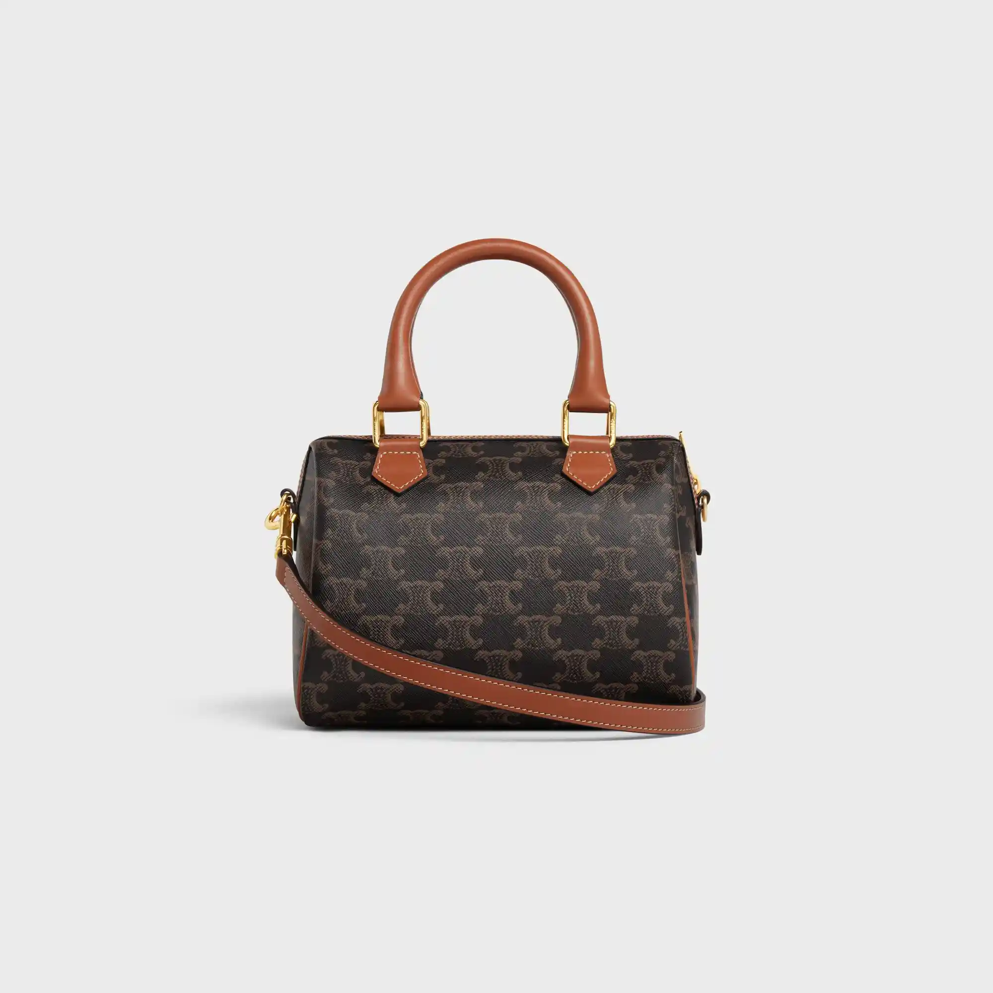 Small Boston Bag In Triomphe Canvas And Calfskin - Image 3