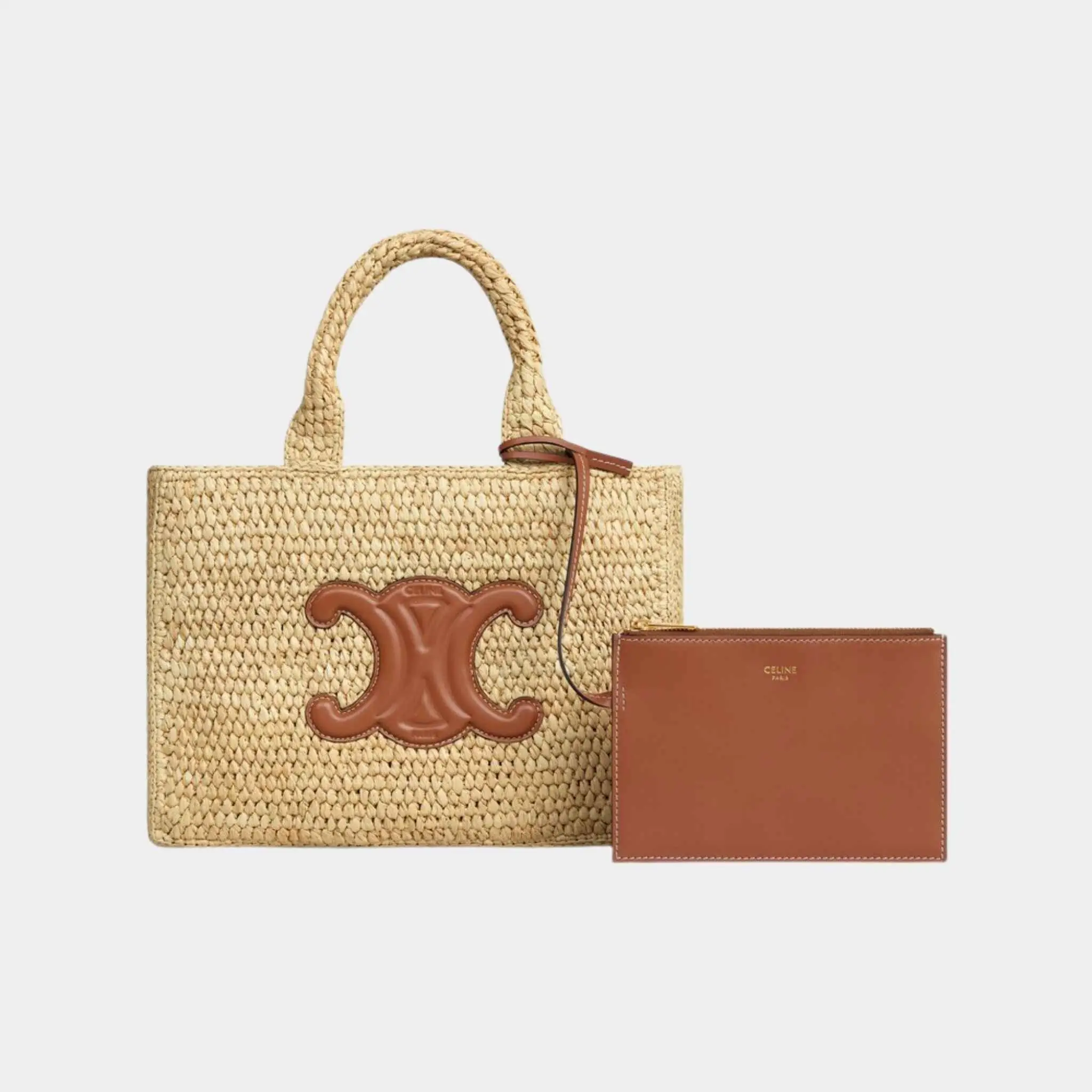 Small Cabas Thais in Raffia and Calfskin - Image 6