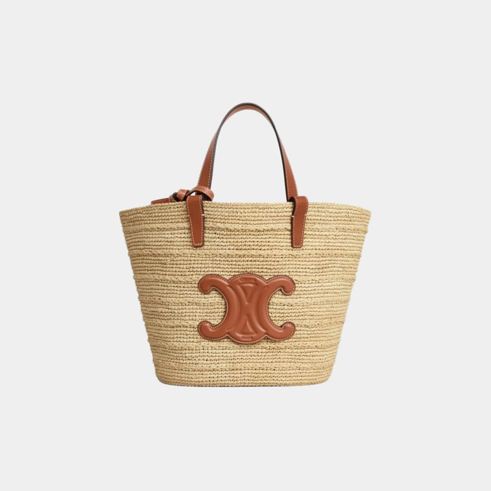 Teen Supple Celine Classic Panier In Raffia And Calfskin Bag