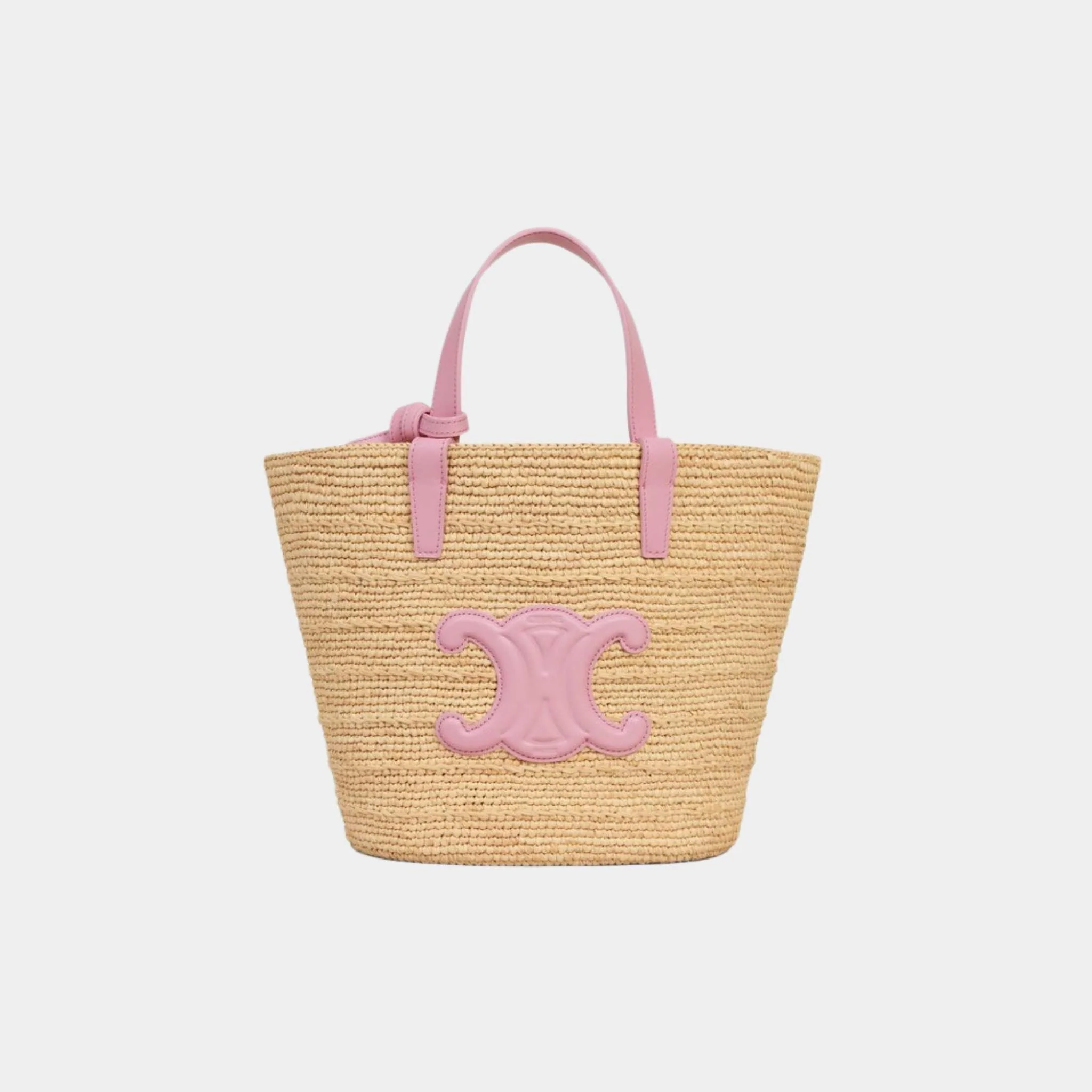 Teen Supple Celine Classic Panier In Raffia And Calfskin Bag - Image 4
