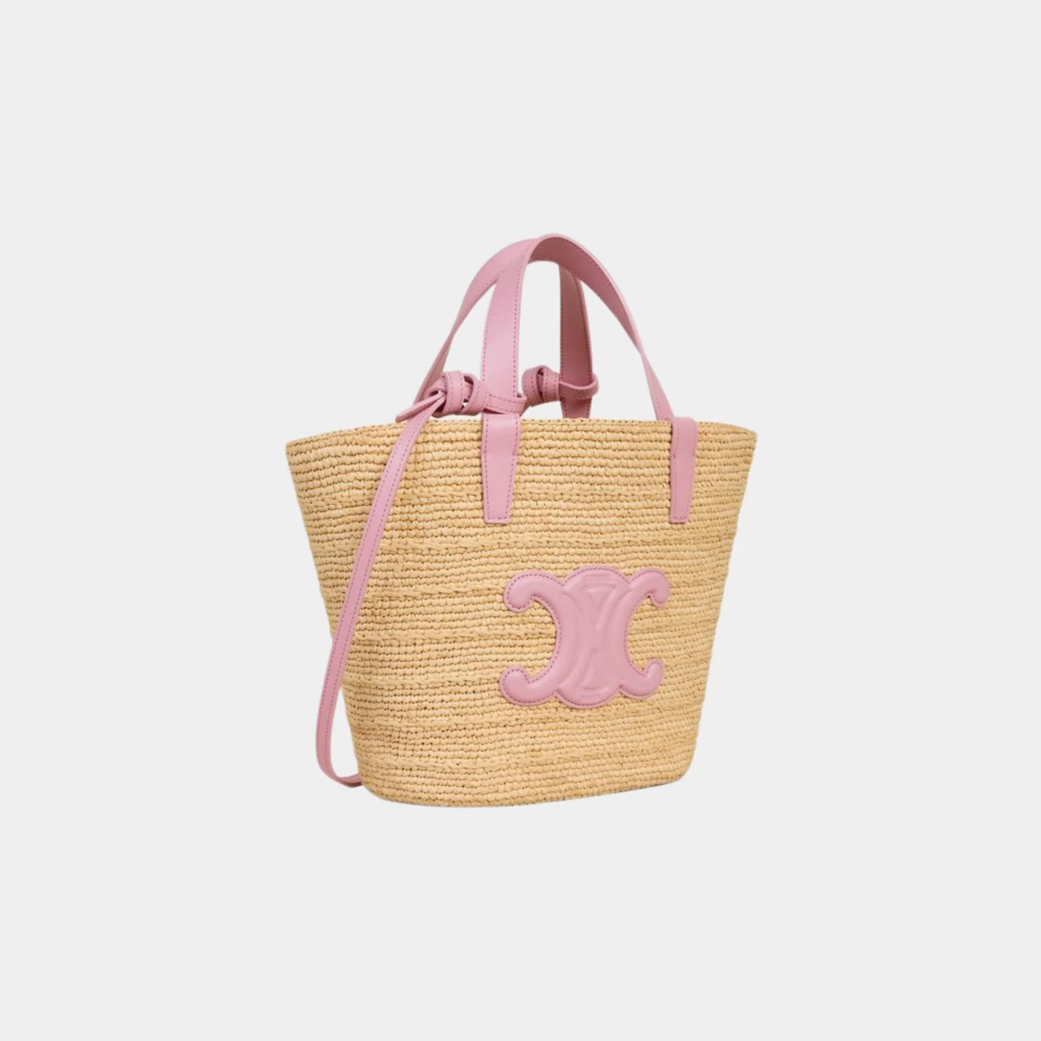 Teen Supple Celine Classic Panier In Raffia And Calfskin Bag - Image 5
