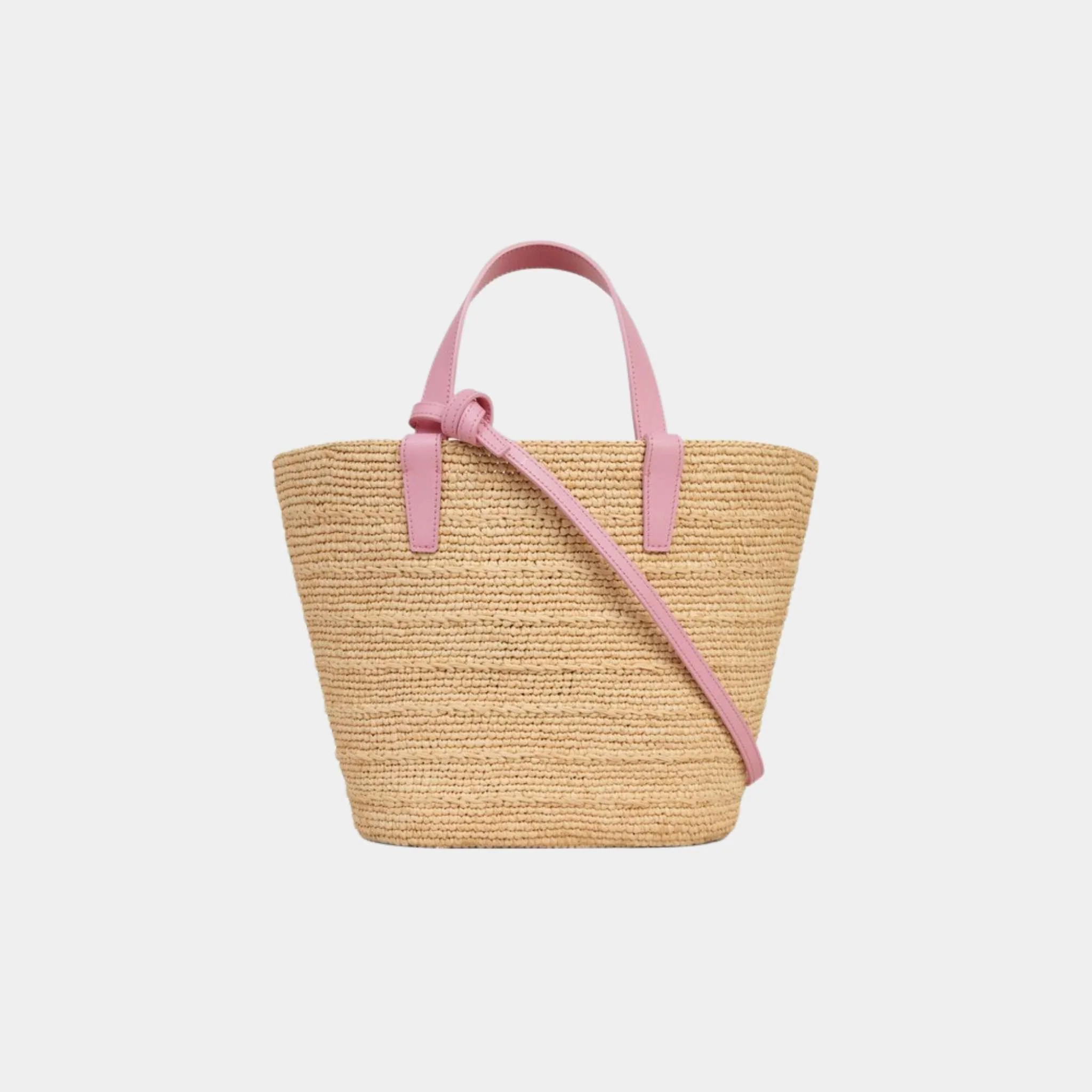 Teen Supple Celine Classic Panier In Raffia And Calfskin Bag - Image 6