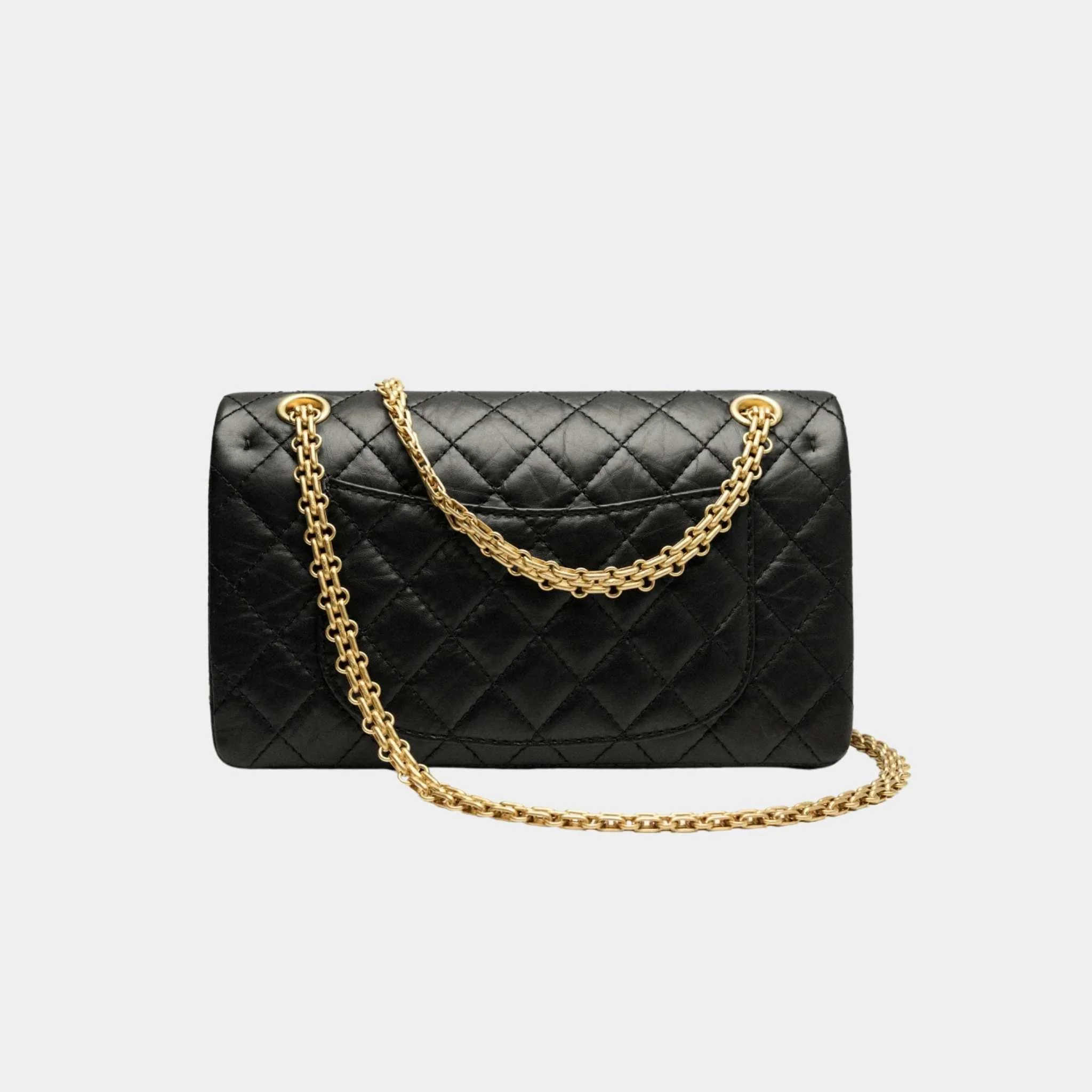2.55 Handbag Aged Calfskin Gold Tone Metal Black - Image 3