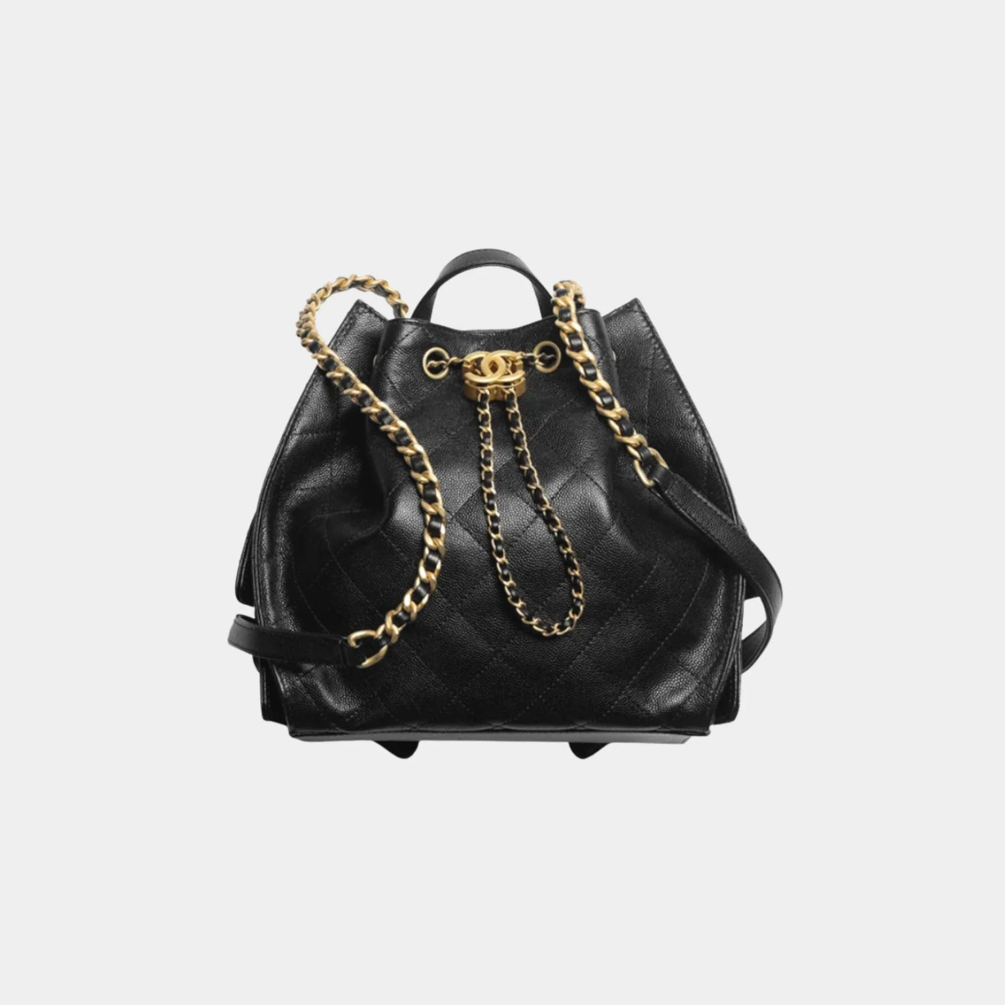 25 Medium Backpack Grained Calfskin & Gold-Tone Metal