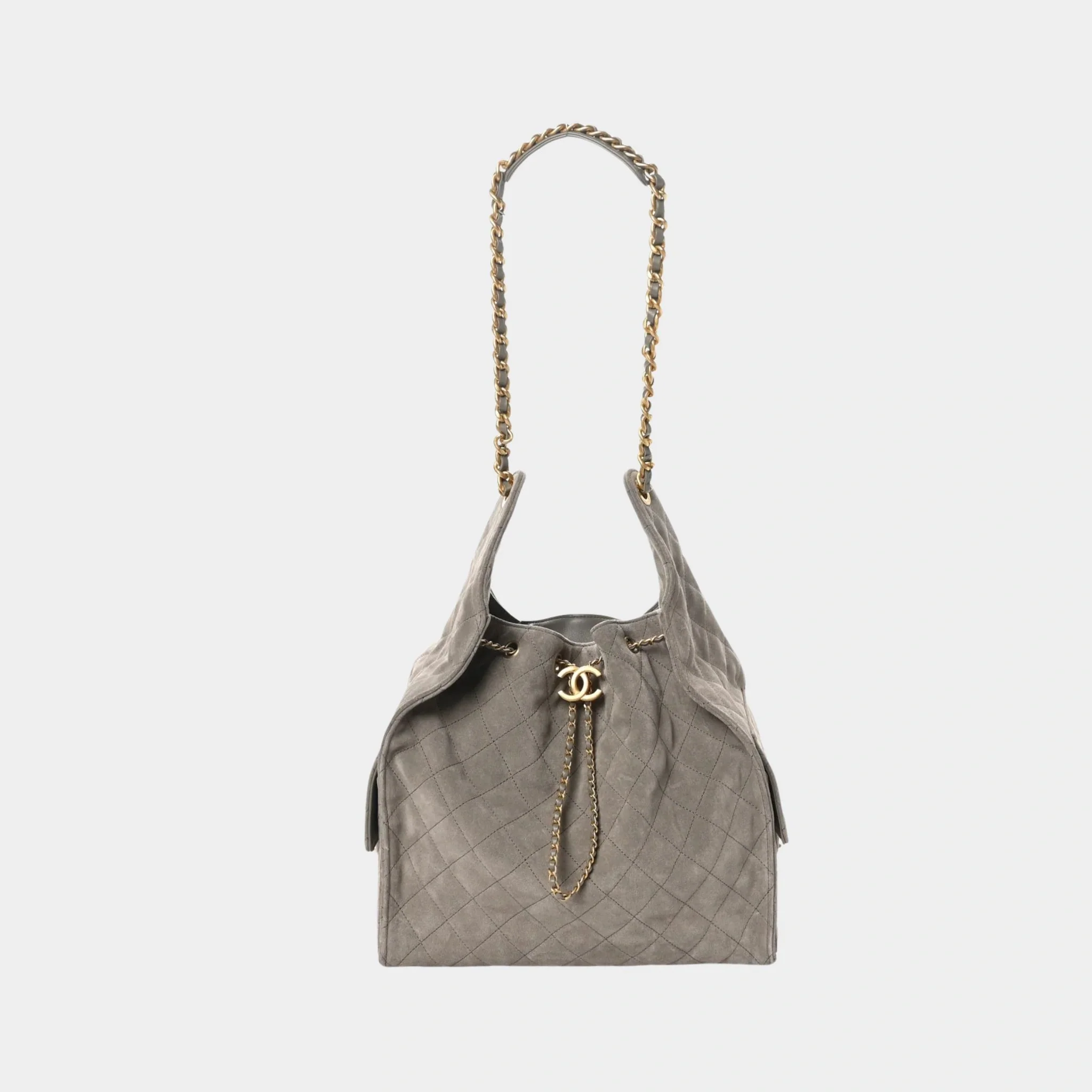 Chanel 25 Medium Handbag Suede & Gold Tone Metal