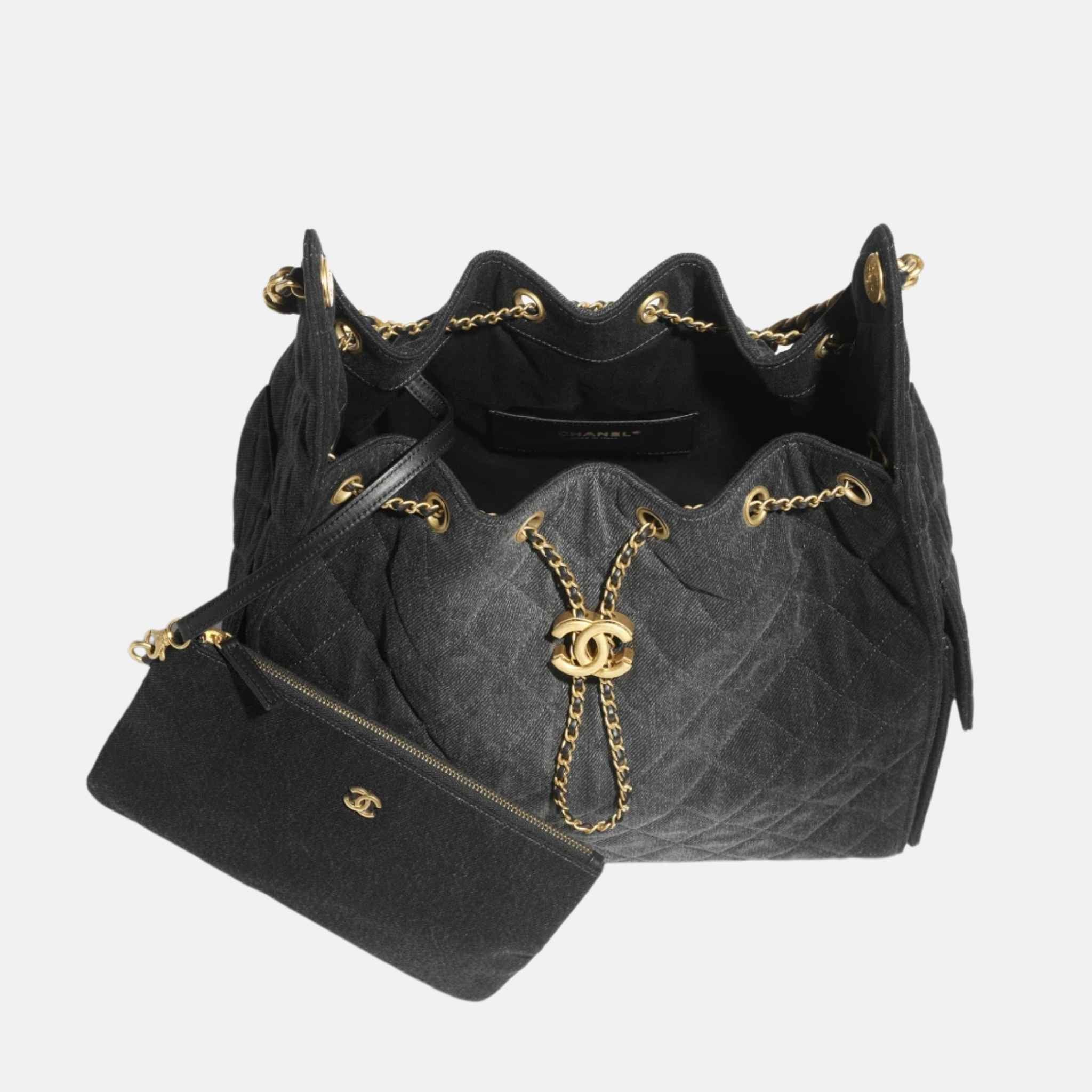 25 Medium Handbag Washed Denim And Gold Tone Metal - Image 2