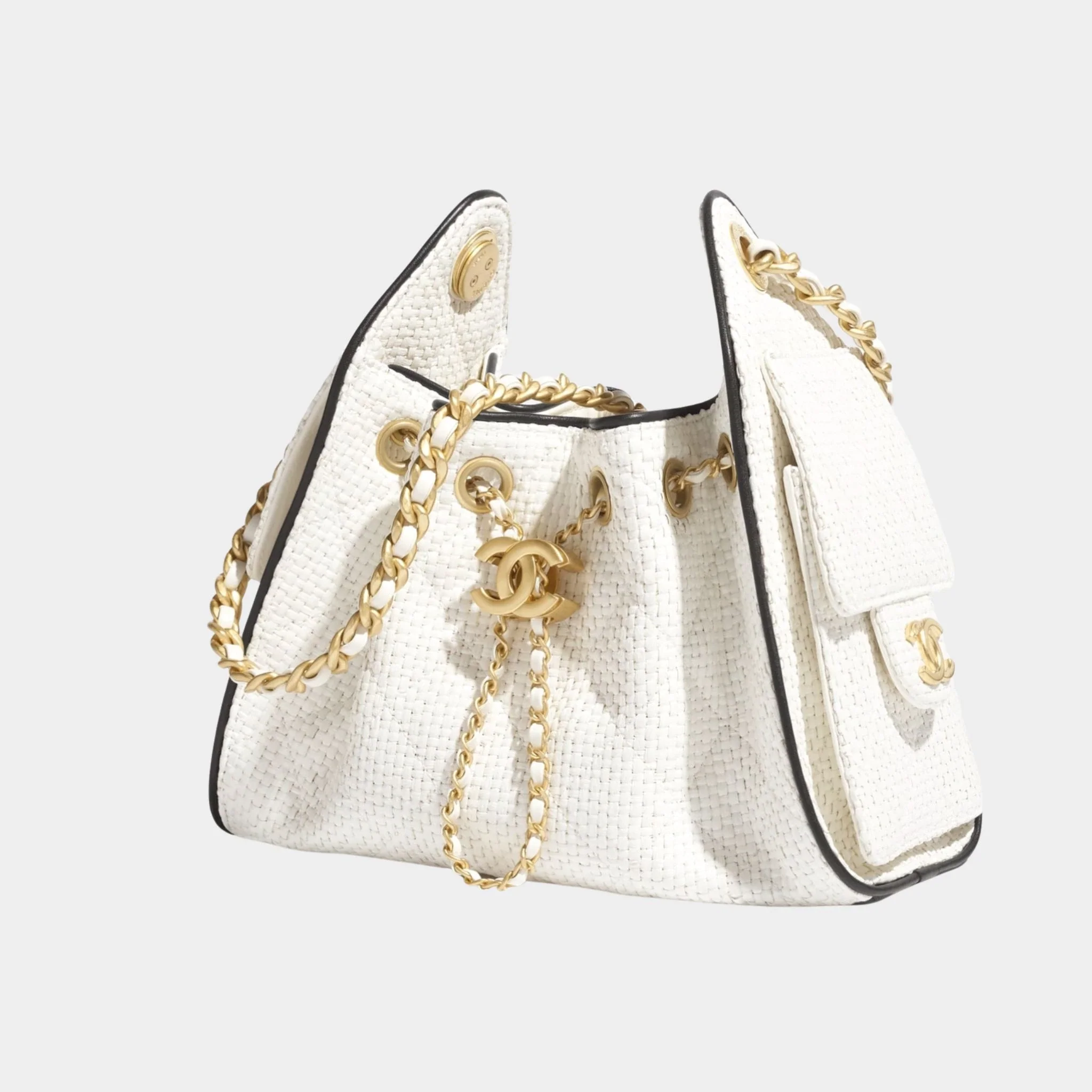 Chanel 25 Mini Handbag Braided Raffia Calfskin & Gold Tone Metal - Image 2
