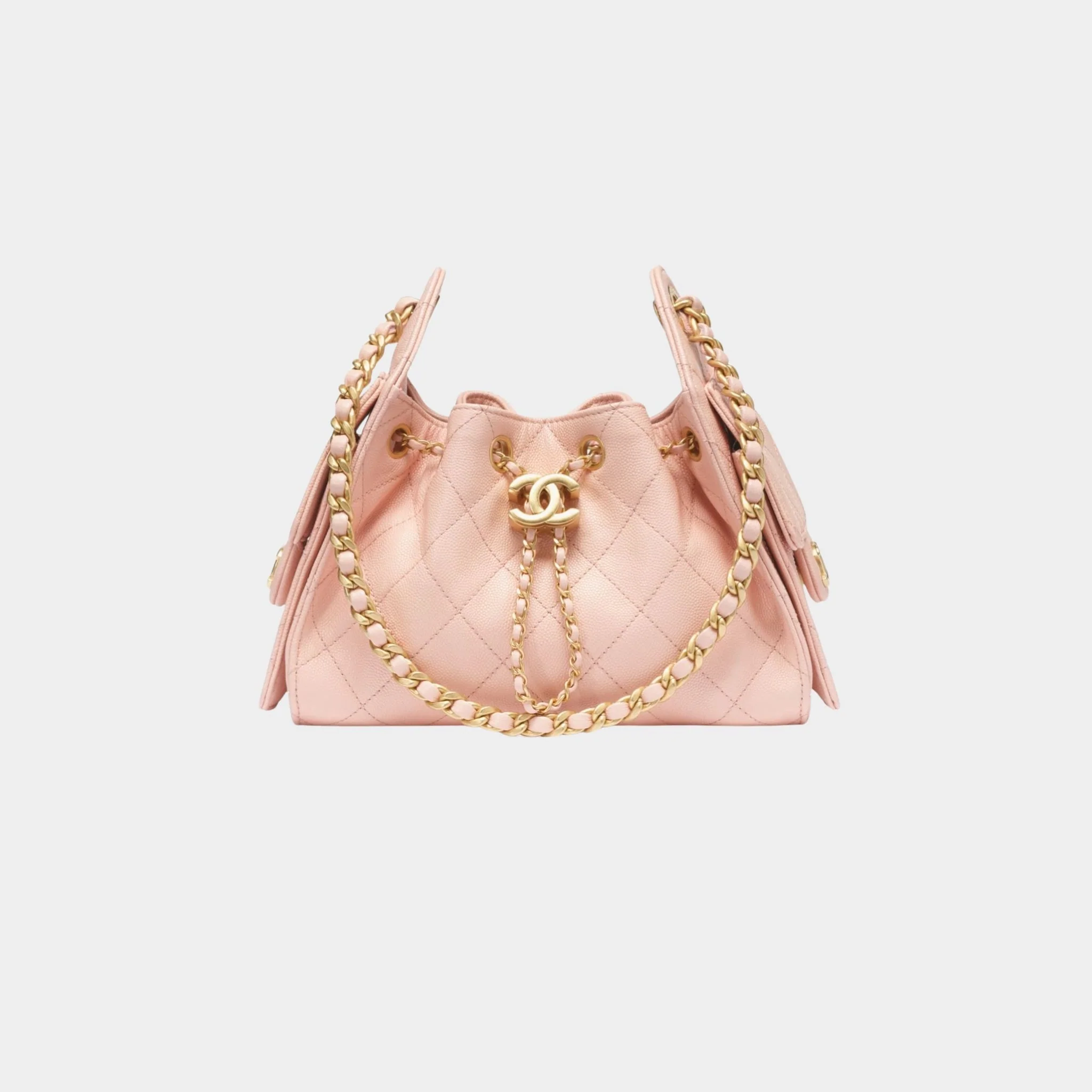 Chanel 25 Mini Handbag Grained Calfskin & Gold Tone Metal