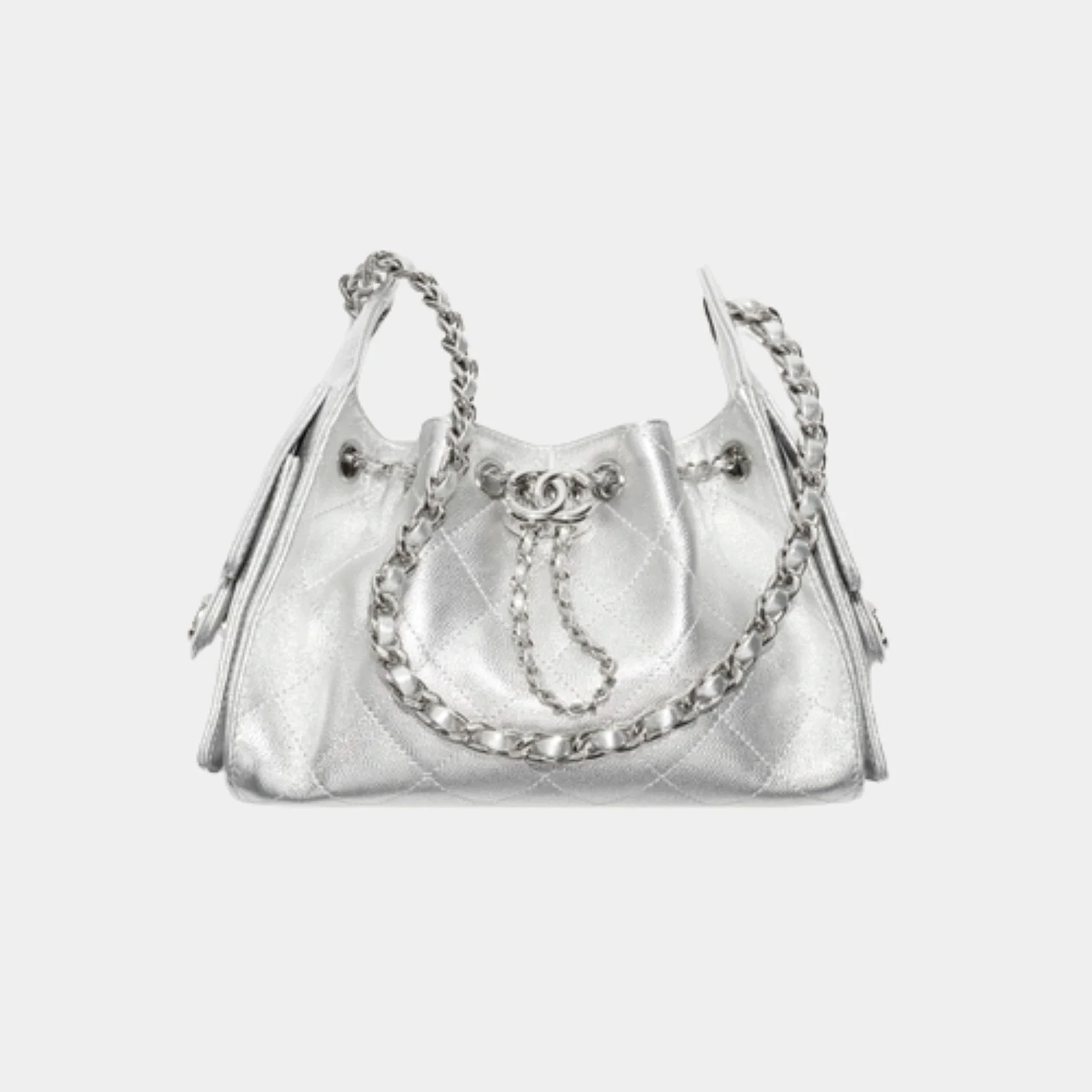 25 Mini Handbag Metallic Grained Calfskin & Gold Metal - Image 3