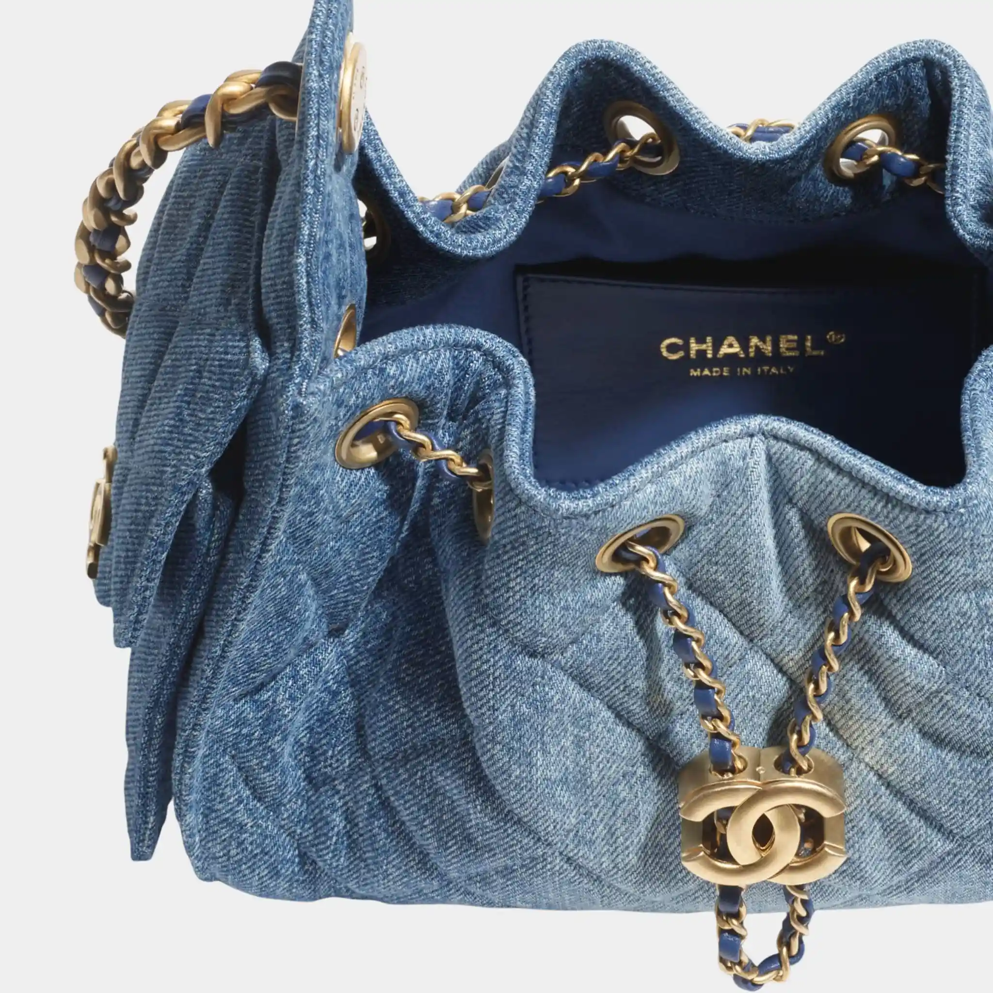 Chanel 25 Mini Handbag Washed Denim & Gold Tone Metal - Image 3
