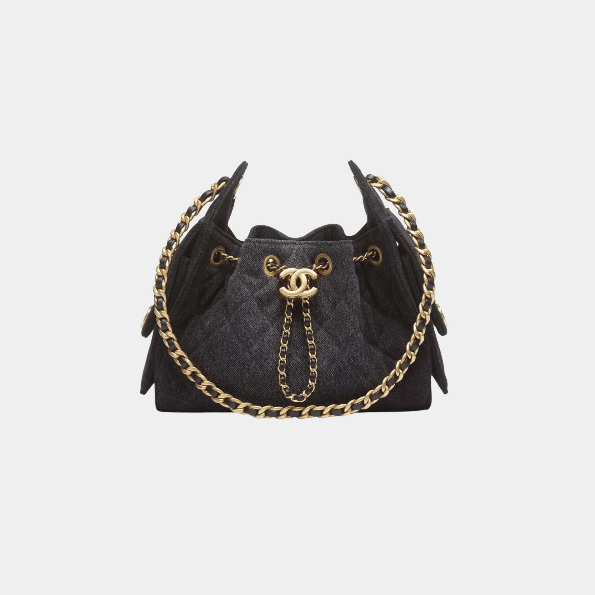 Chanel 25 Mini Handbag Washed Denim & Gold Tone Metal - Image 4