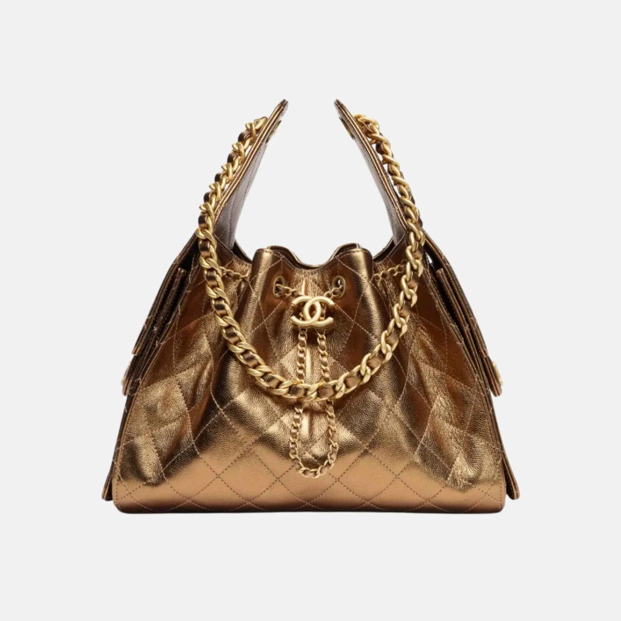 25 Small Handbag Metallic Grained Calfskin And Gold Metal - Image 3