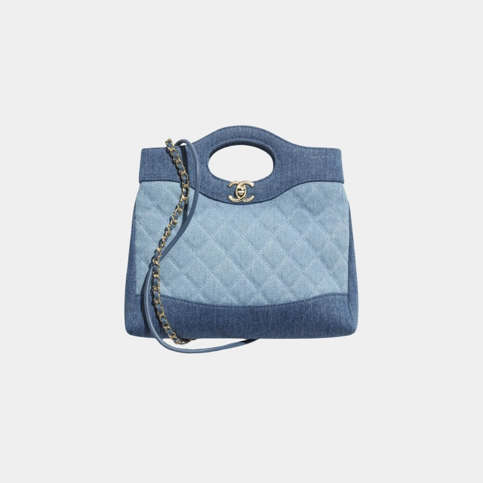 Chanel 31 Mini Shopping Bag Washed Denim & Gold Tone Metal