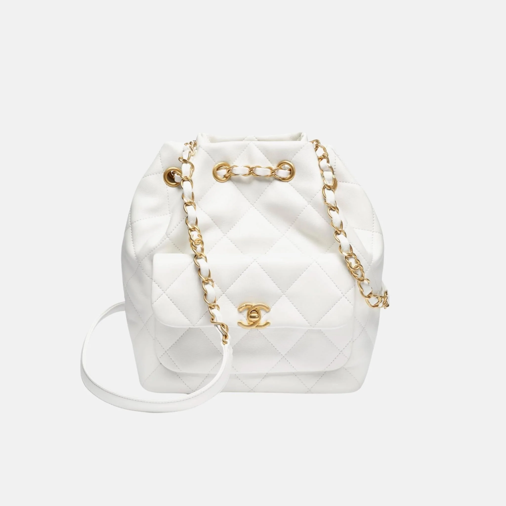 Backpack In Shiny Lambskin And Gold Tone Metal