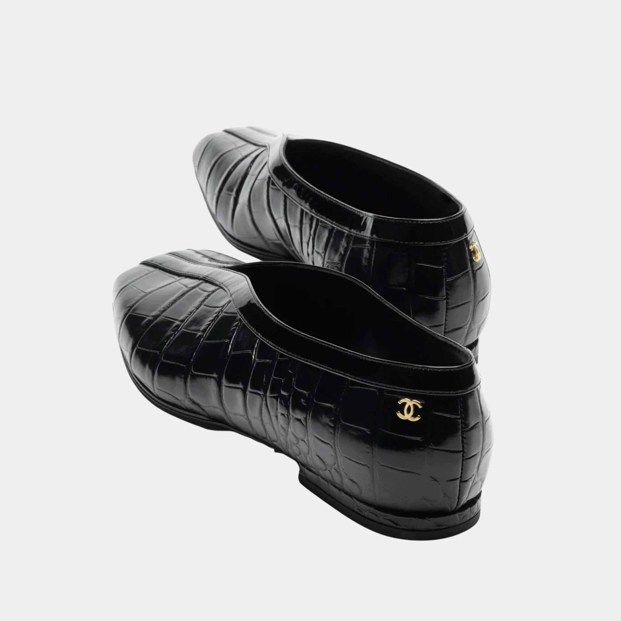 Ballet Flats in Crocodile Embossed Calfskin & Patent Calfskin - Image 2