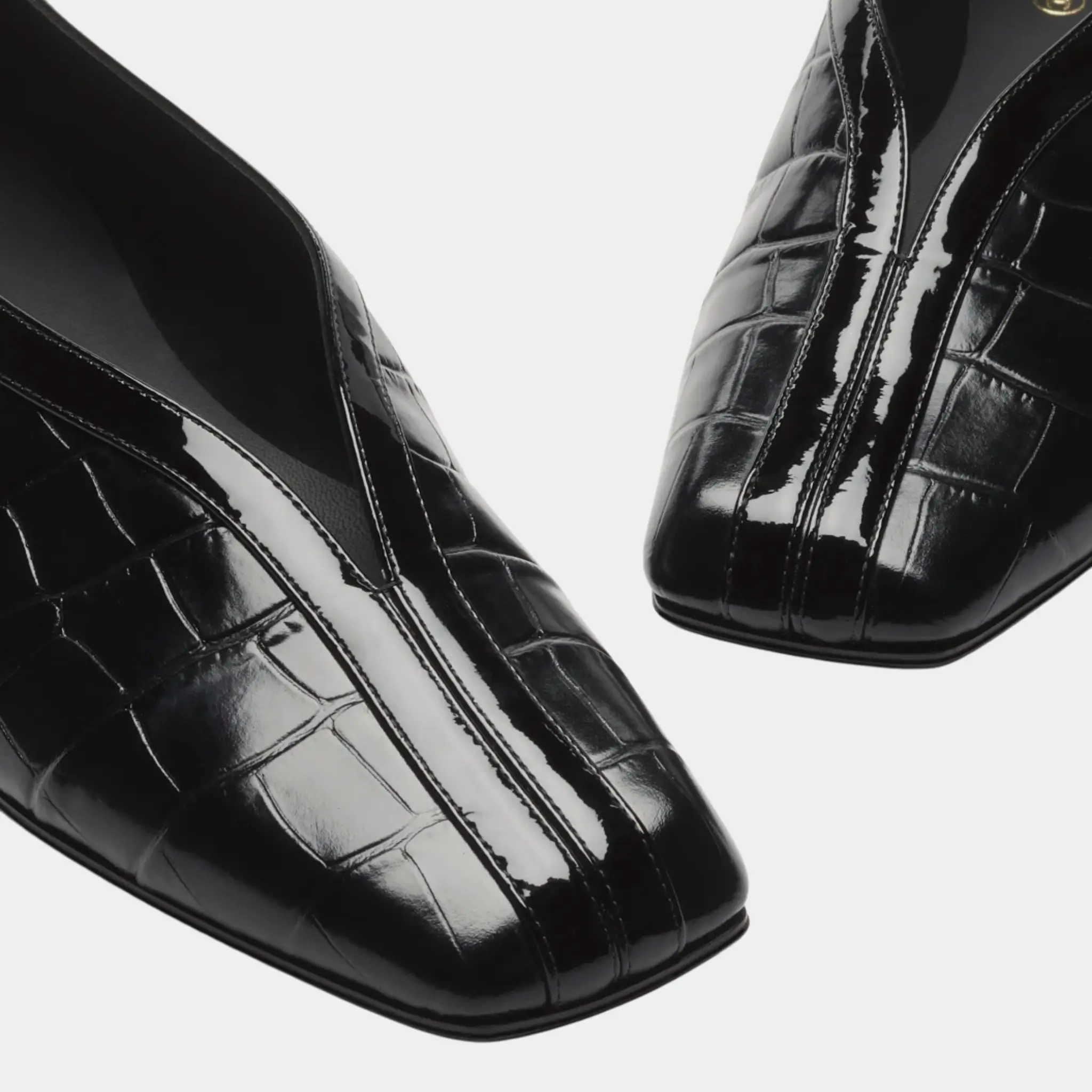 Ballet Flats in Crocodile Embossed Calfskin & Patent Calfskin - Image 3