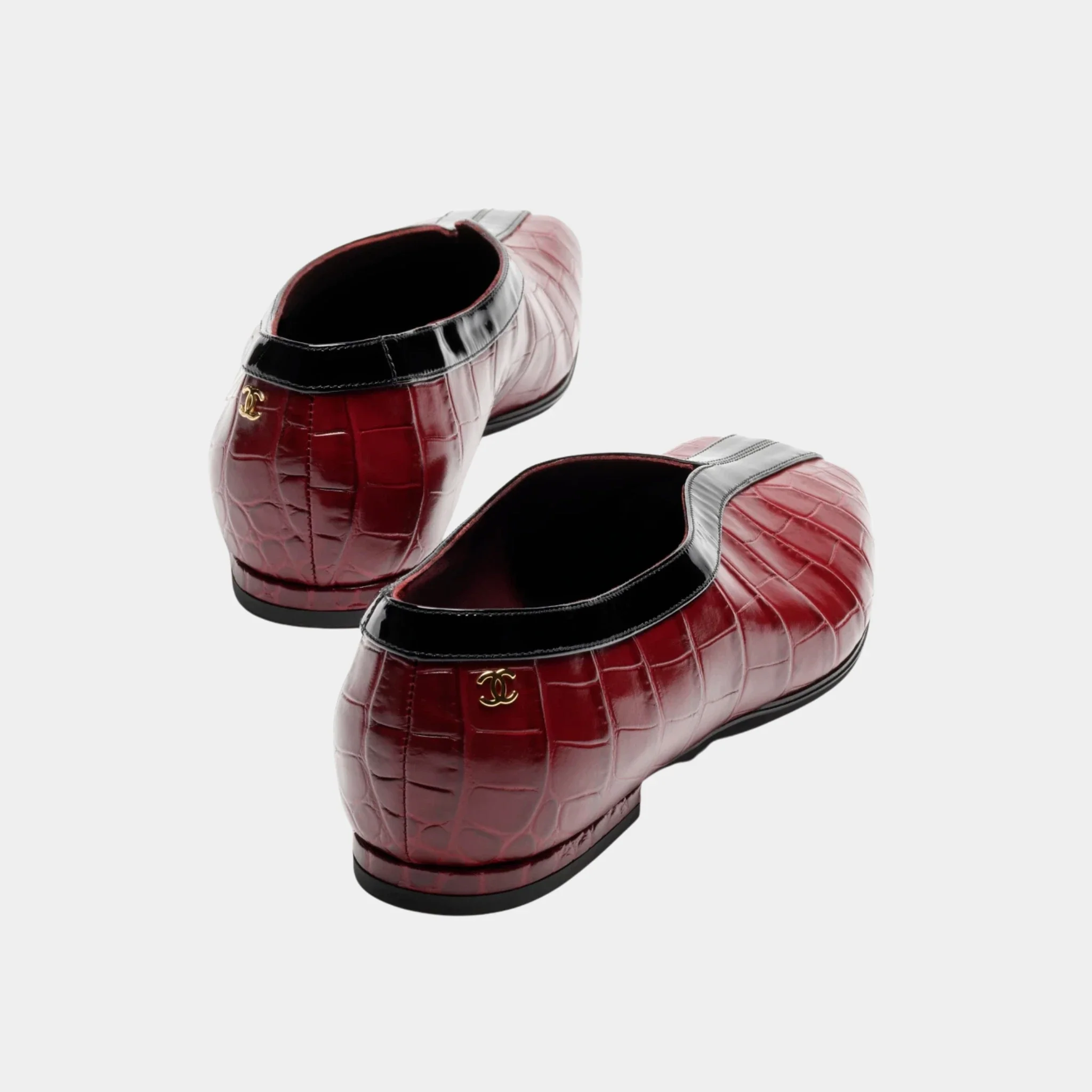 Ballet Flats in Crocodile Embossed Calfskin & Patent Calfskin - Image 5