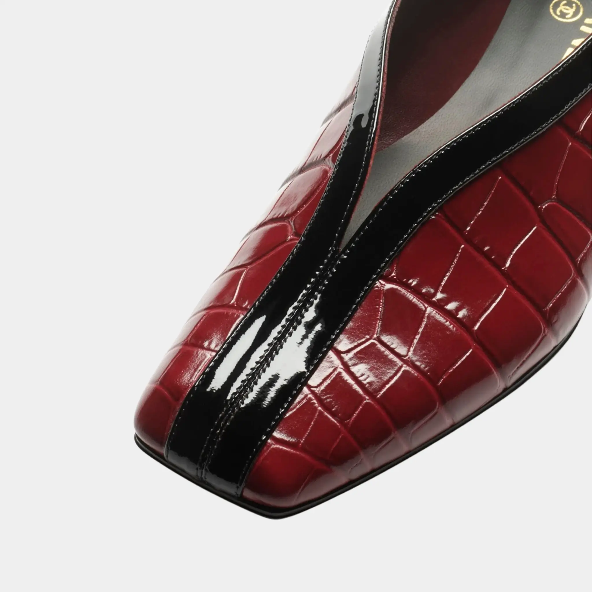 Ballet Flats in Crocodile Embossed Calfskin & Patent Calfskin - Image 6