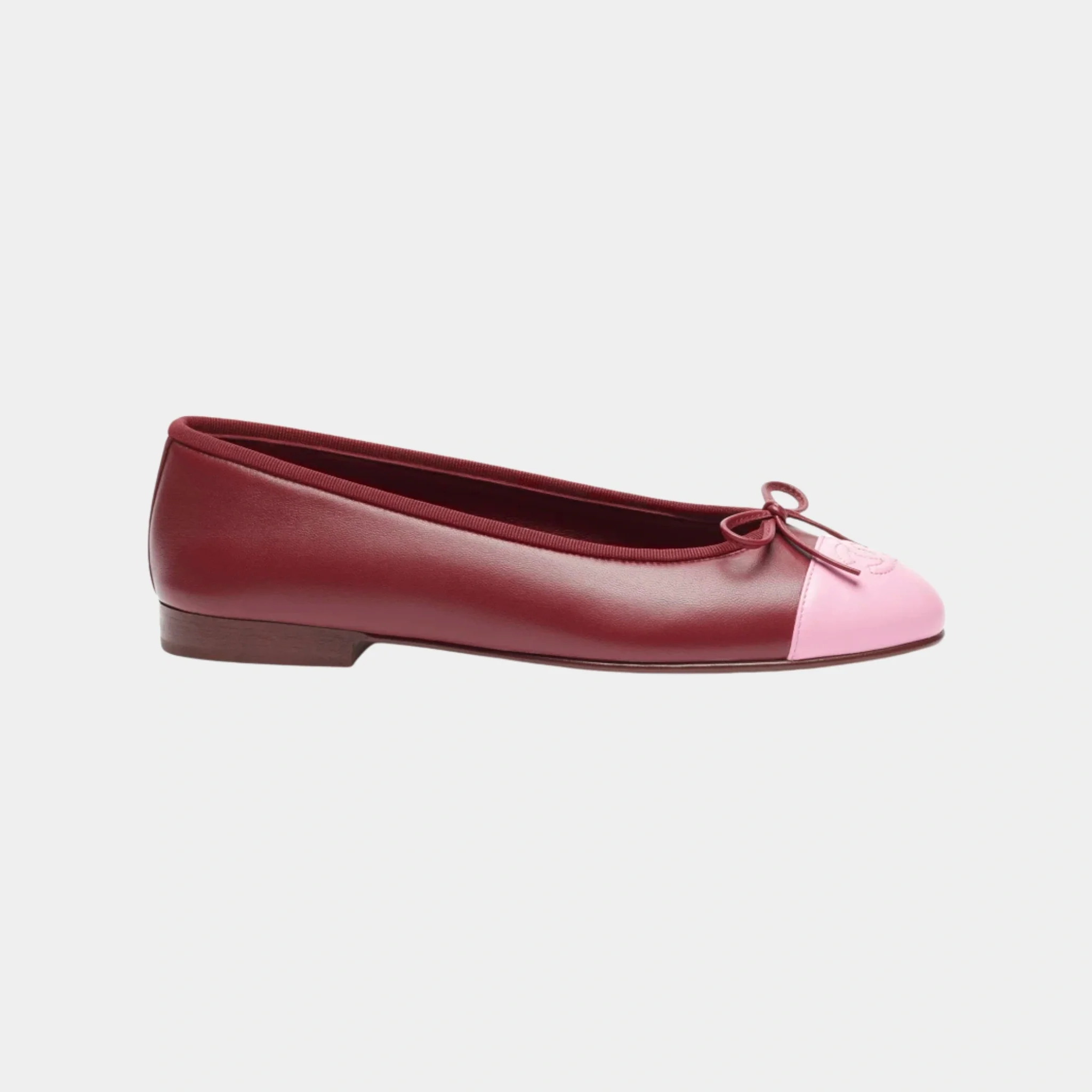 Ballet Flats in Lambskin Burgundy & Pink