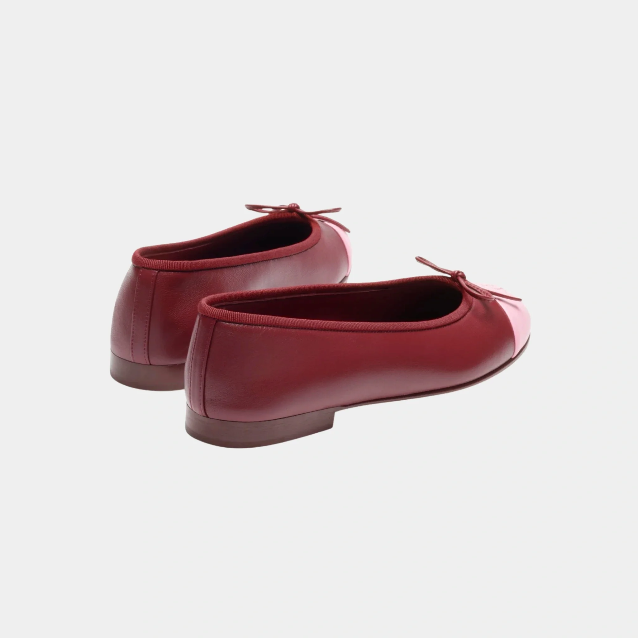 Ballet Flats in Lambskin Burgundy & Pink - Image 2
