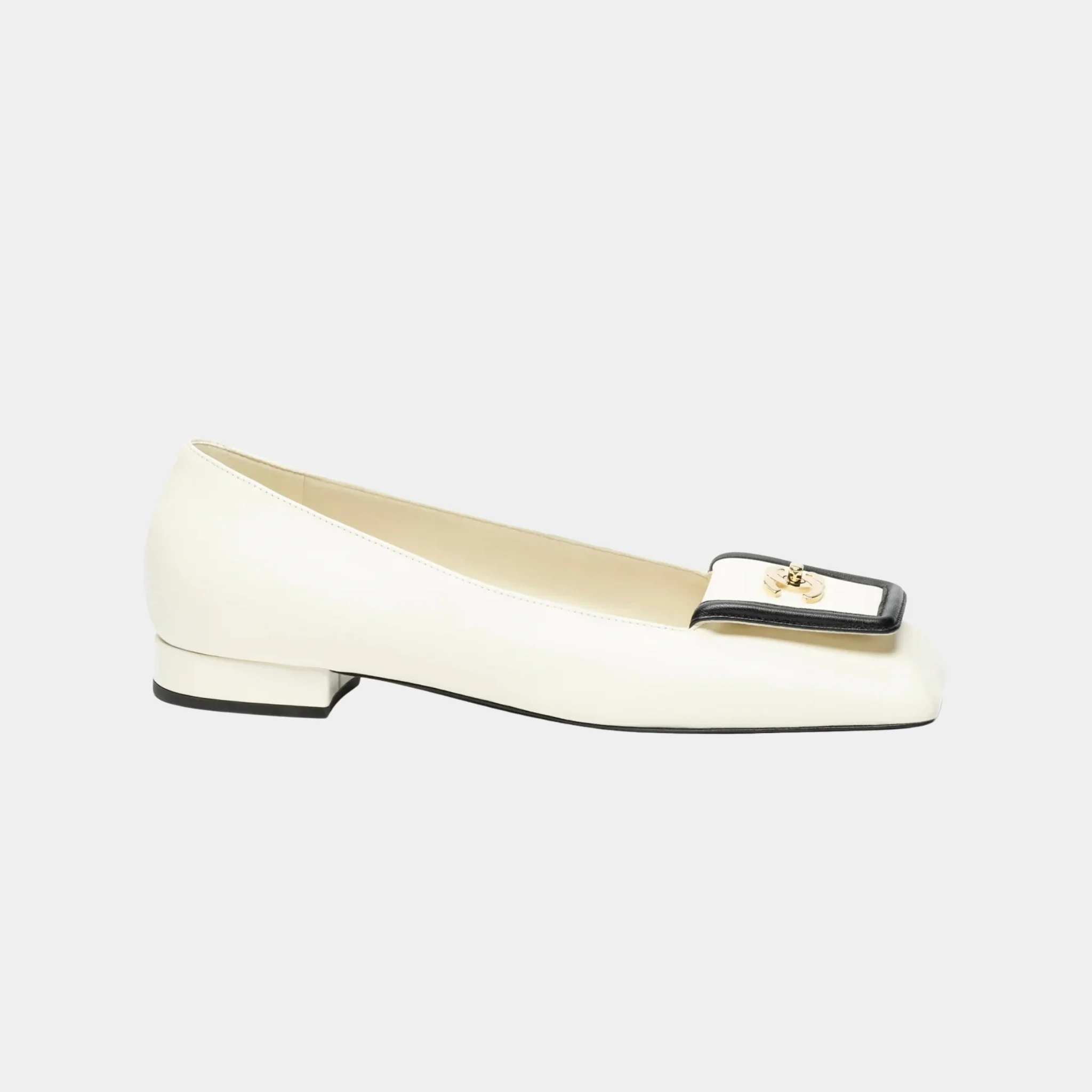 Ballet Flats in Lambskin Ivory & Black