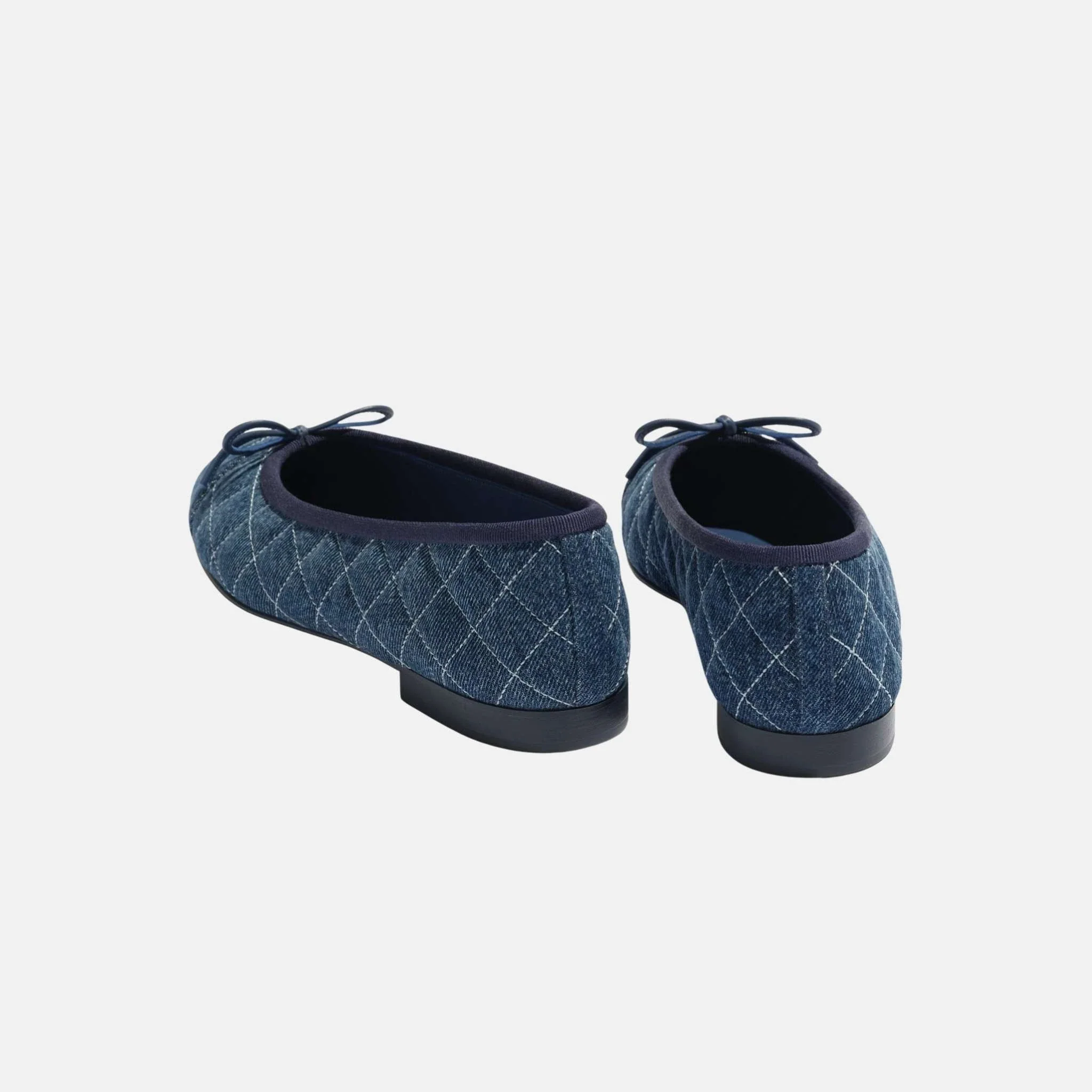 Ballet Flats in Tweed and Fabric Denim - Image 3