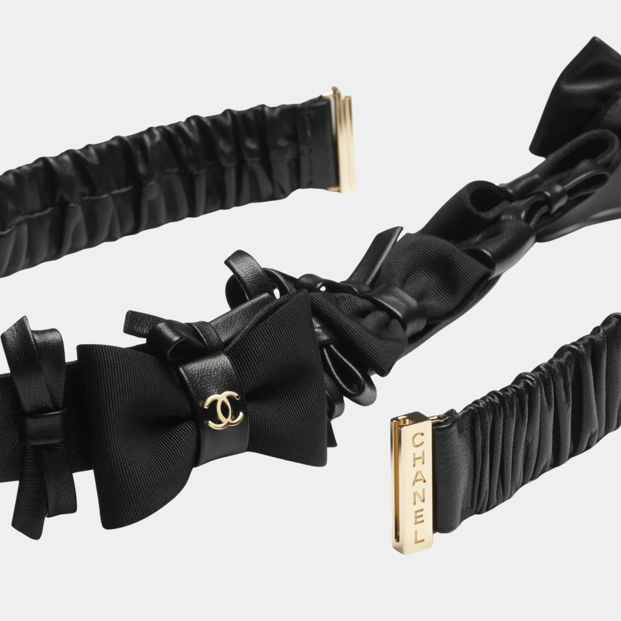 Belt Lambskin Mixed Fibers & Metal Black & Gold - Image 2