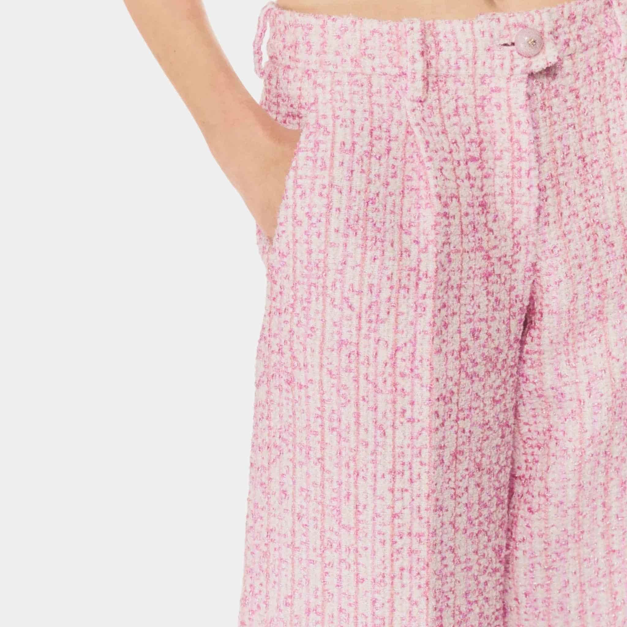 Bermuda Shorts Iridescent Cotton Wool Tweed Pink Ecru - Image 3
