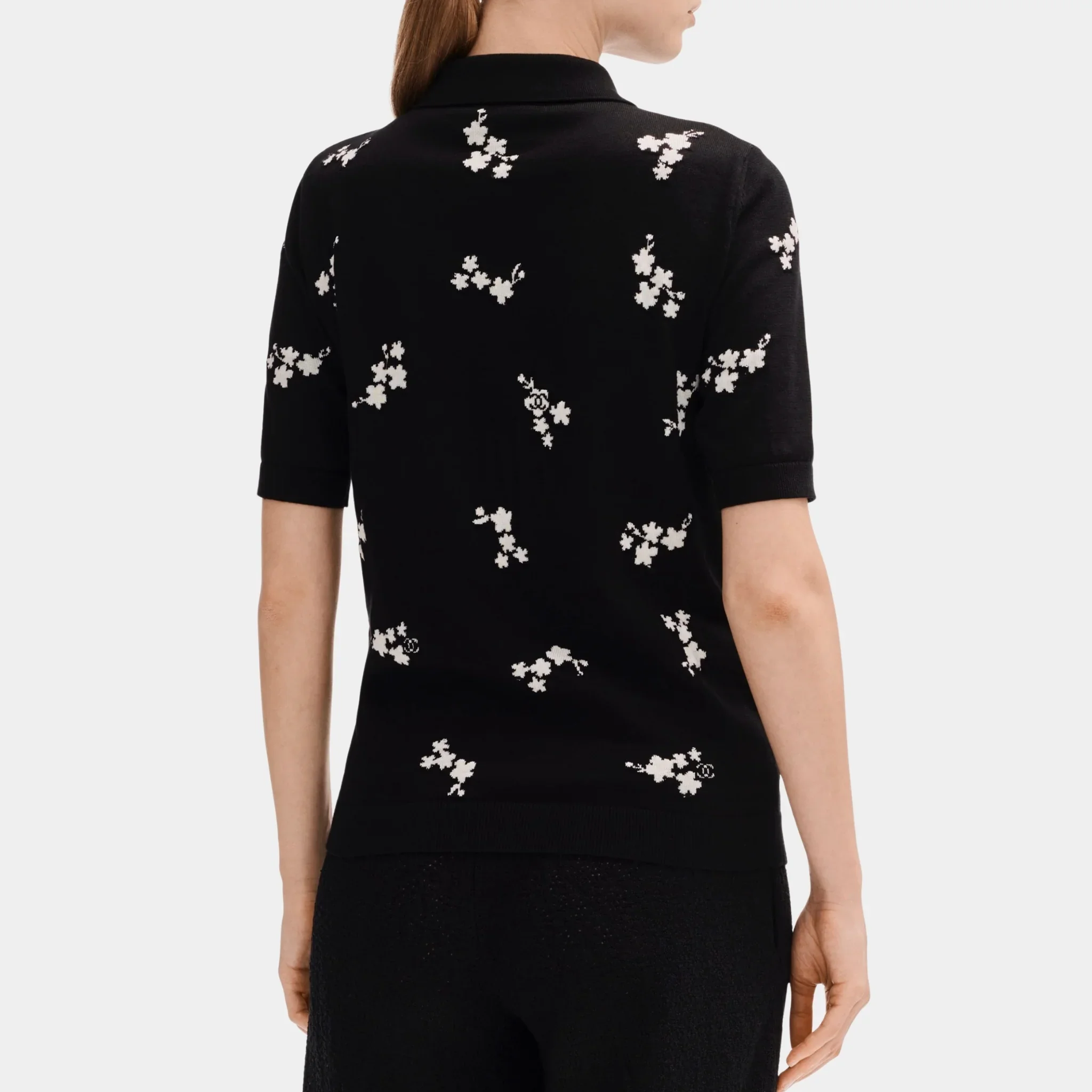 Black and White Polo in Cotton and Silk - Image 2