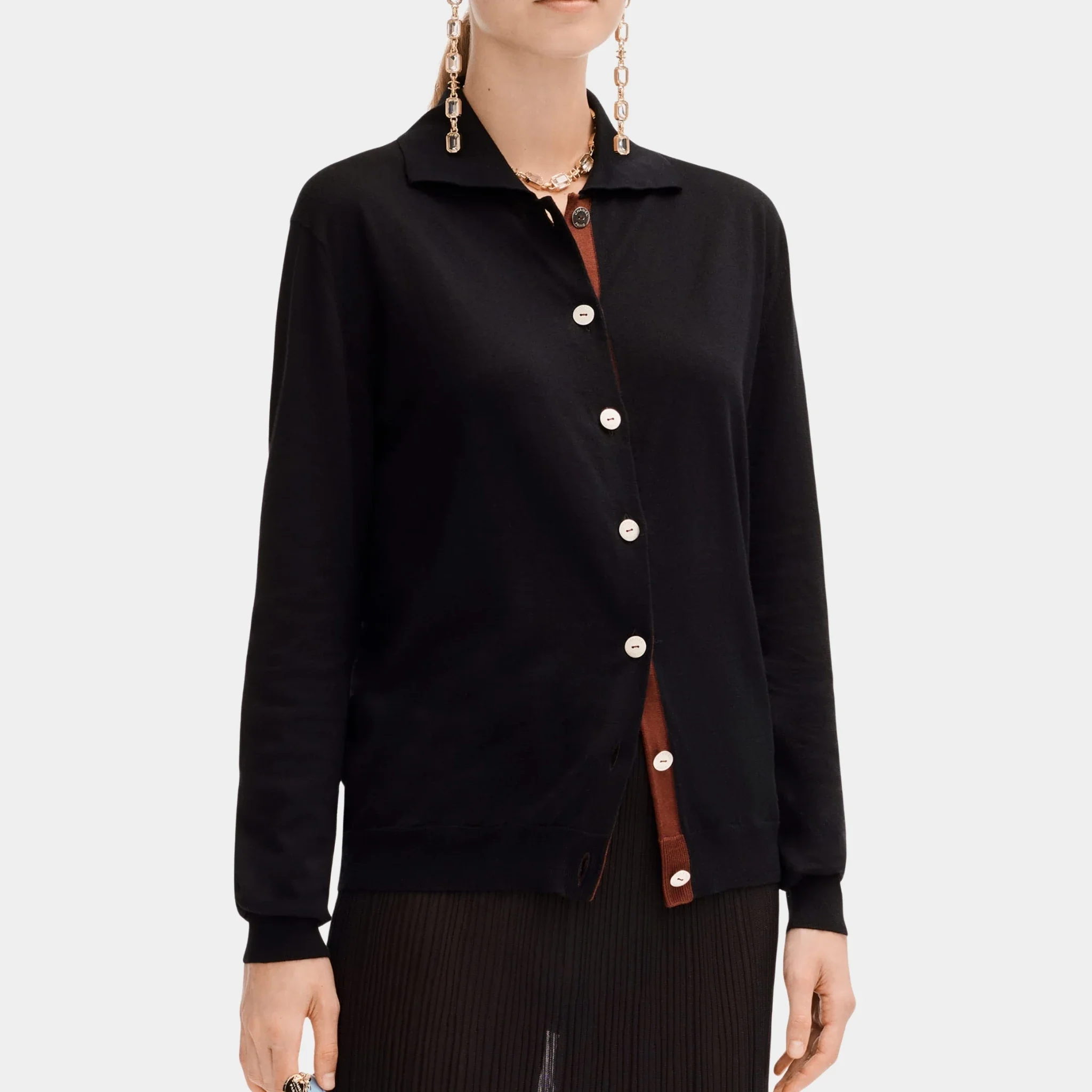 Black Cardigan in Cotton and Cashmere