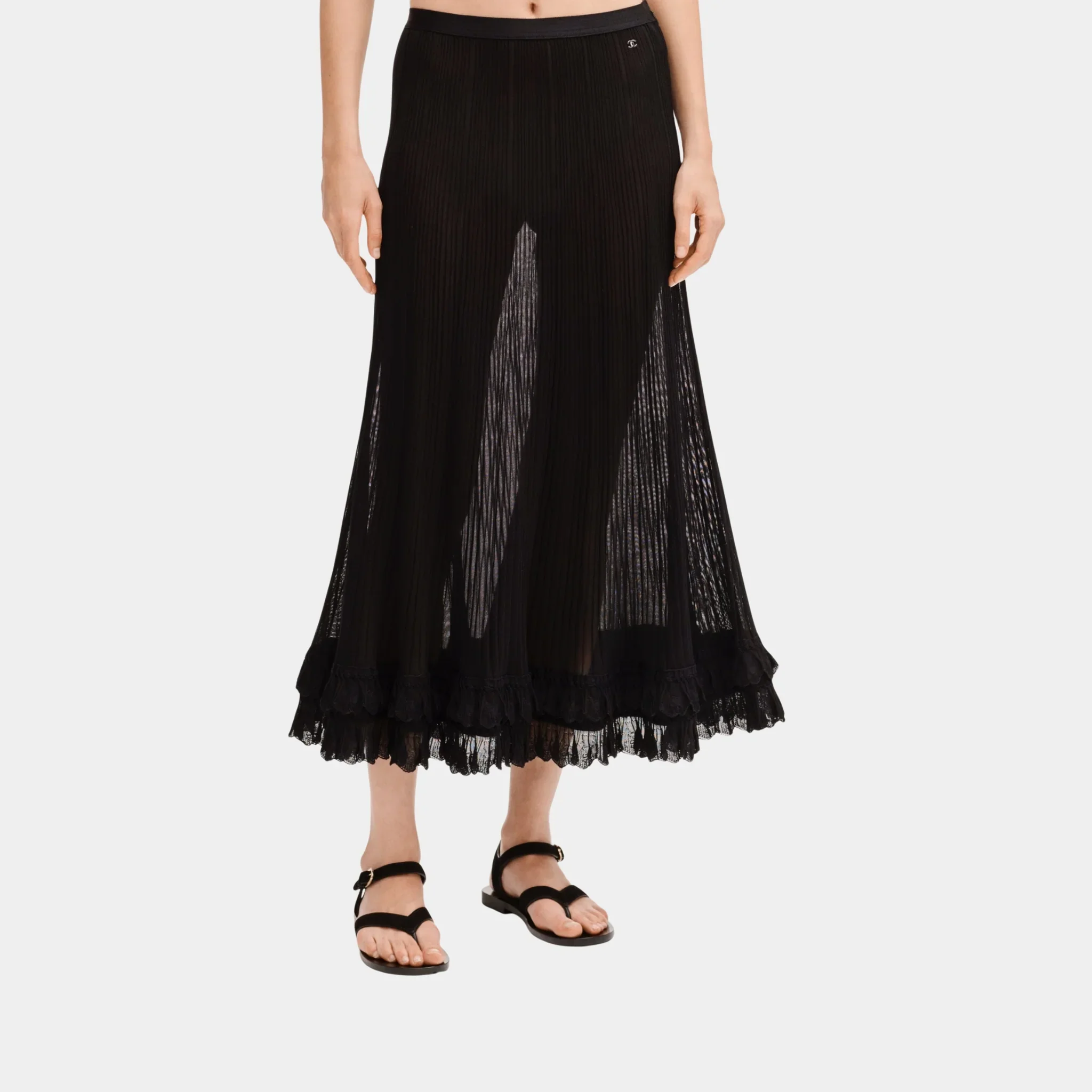 Black Long Skirt in Silk