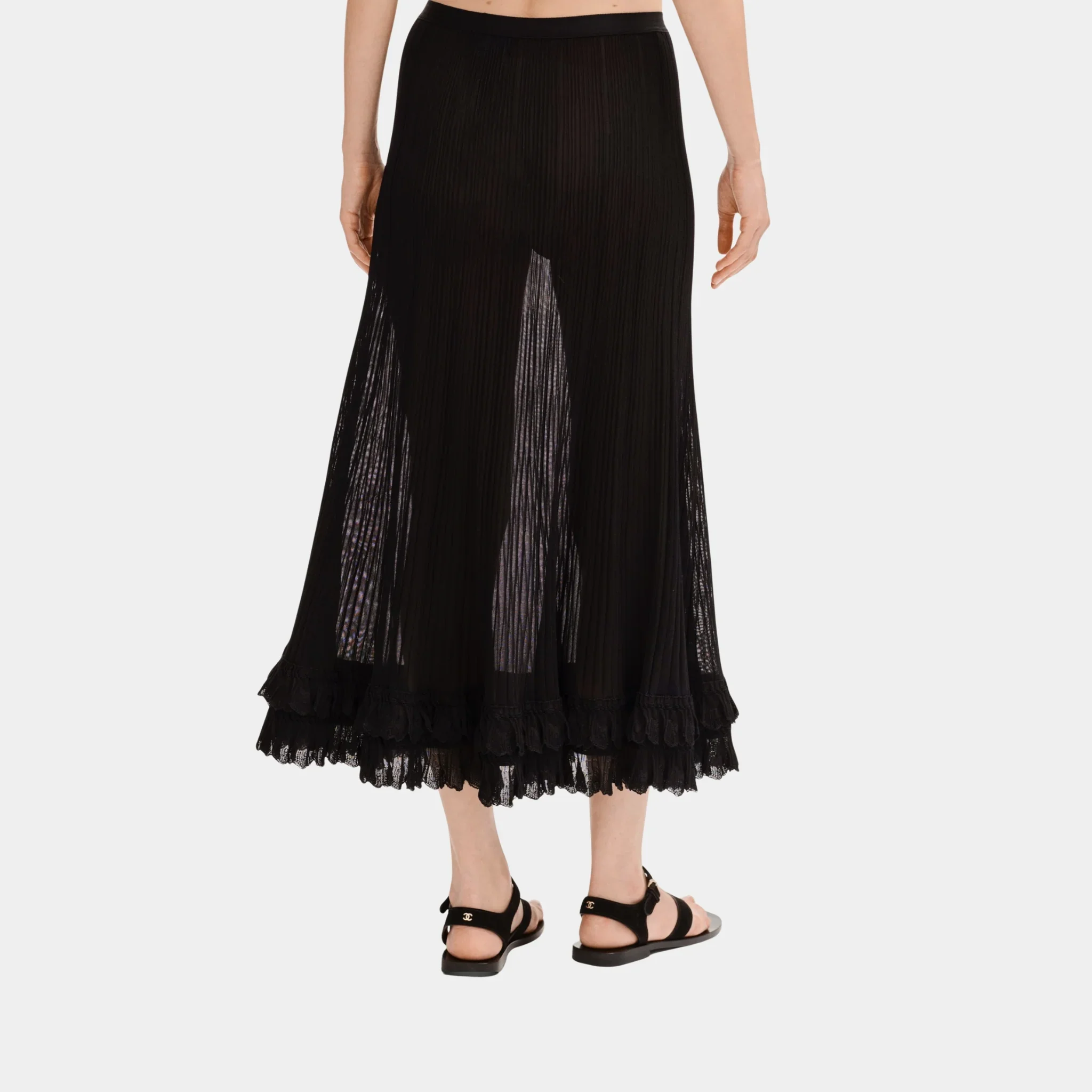 Black Long Skirt in Silk - Image 2