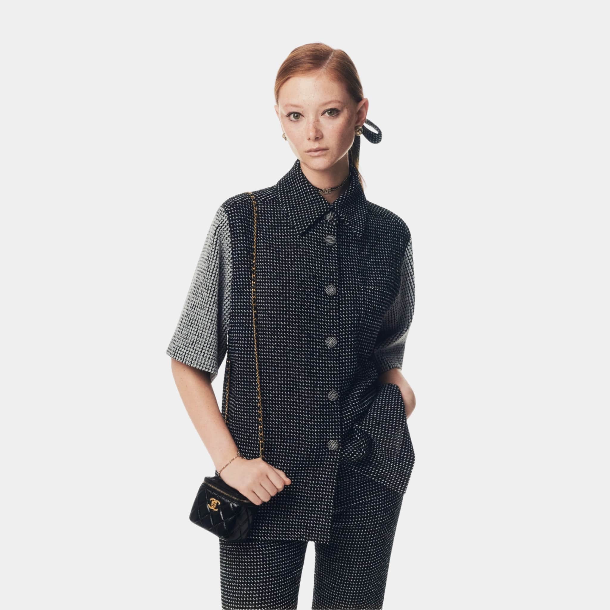 Blouse Tweed Black and White - Image 3