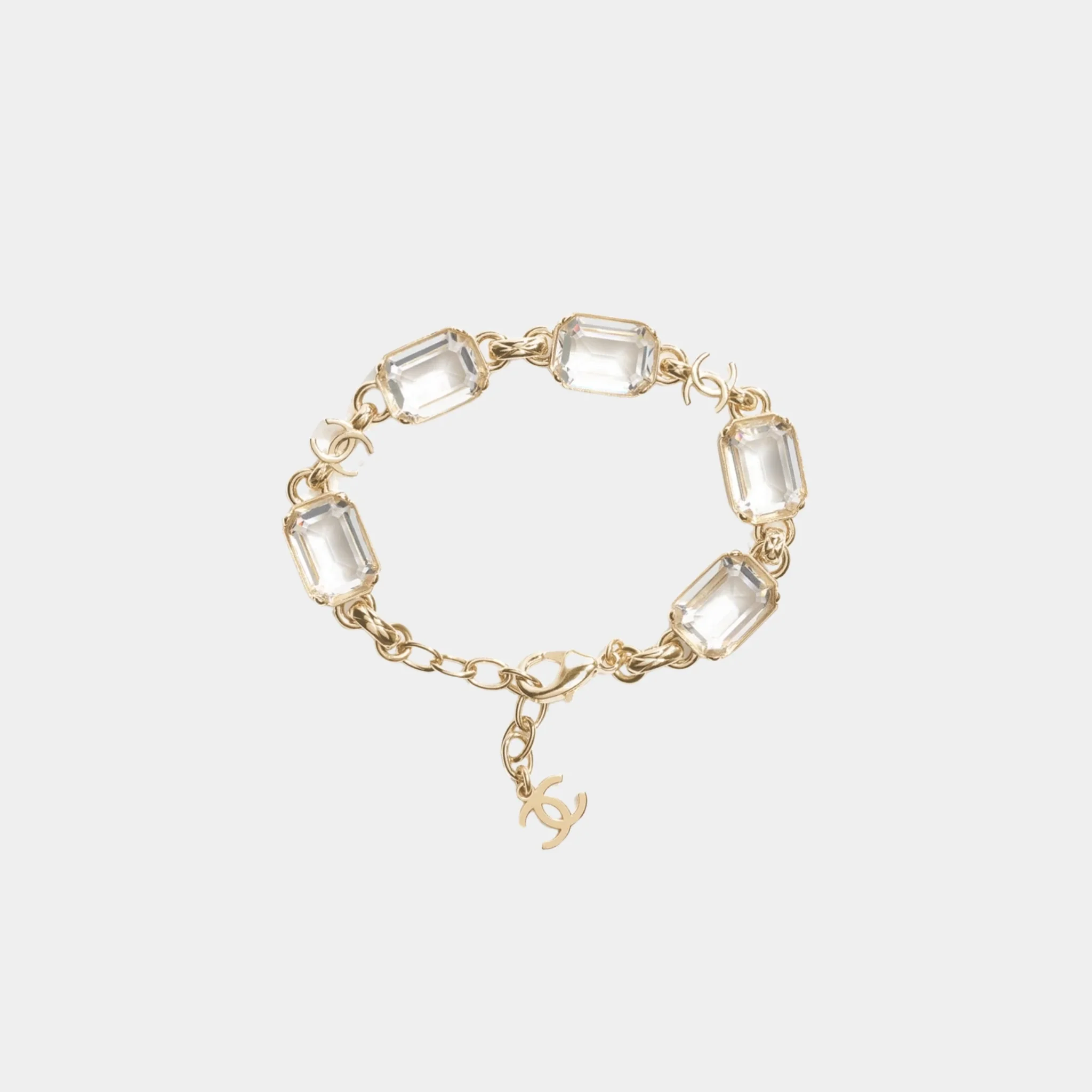 Bracelet in Gold Metal & Diamantes with CC Charm
