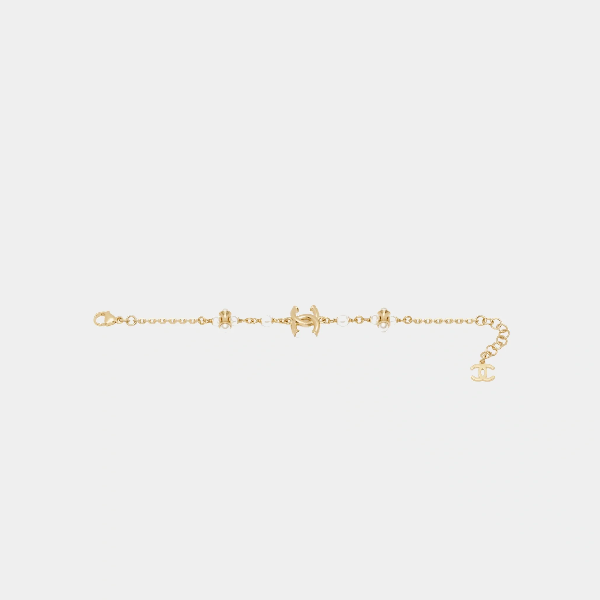 Bracelet in Gold Metal with Glass Pearls