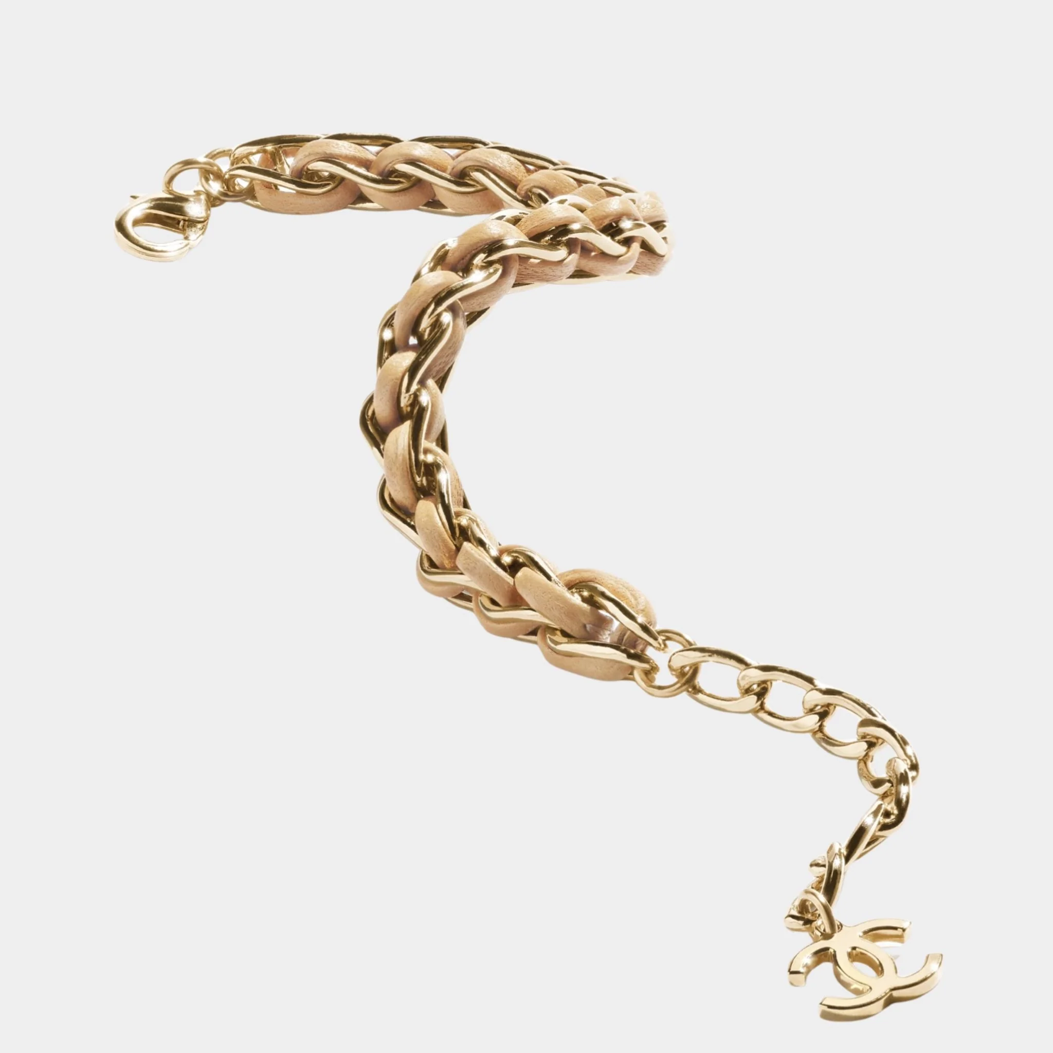 Braided Bracelet Metal & Lambskin Gold & Beige - Image 2