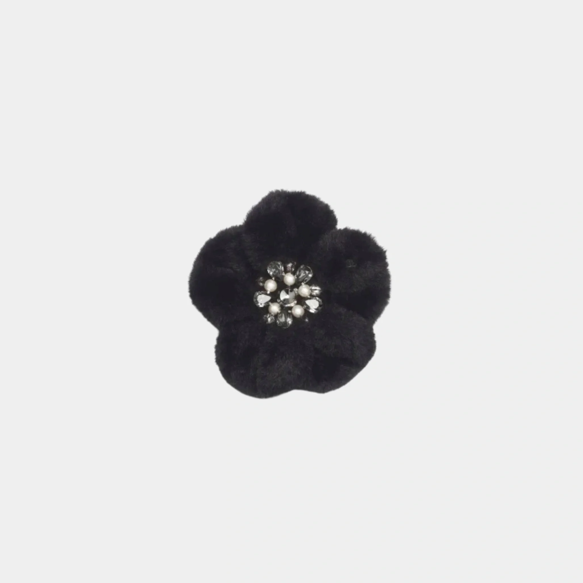 Camellia Mixed fibers Rhinestones & Glass Beads Black - Image 2