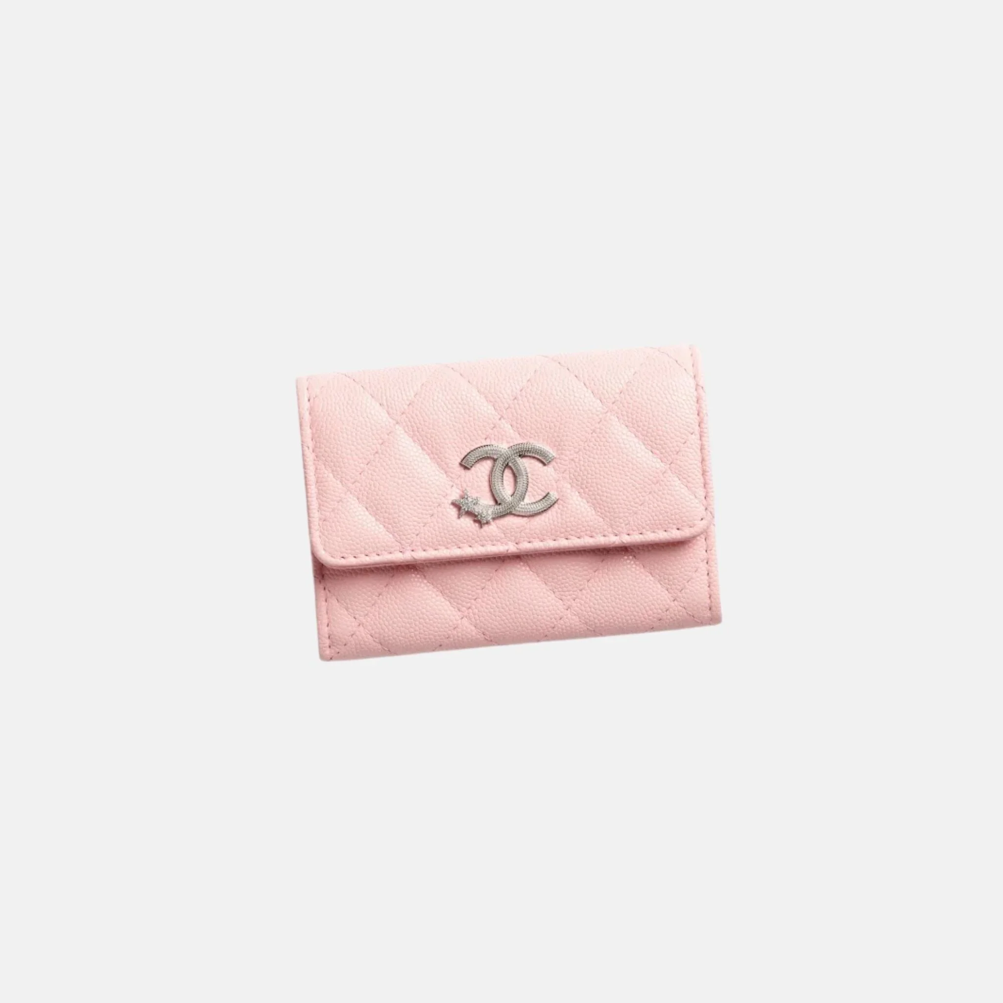 Card Holder Shiny Grained Calfskin Light Pink