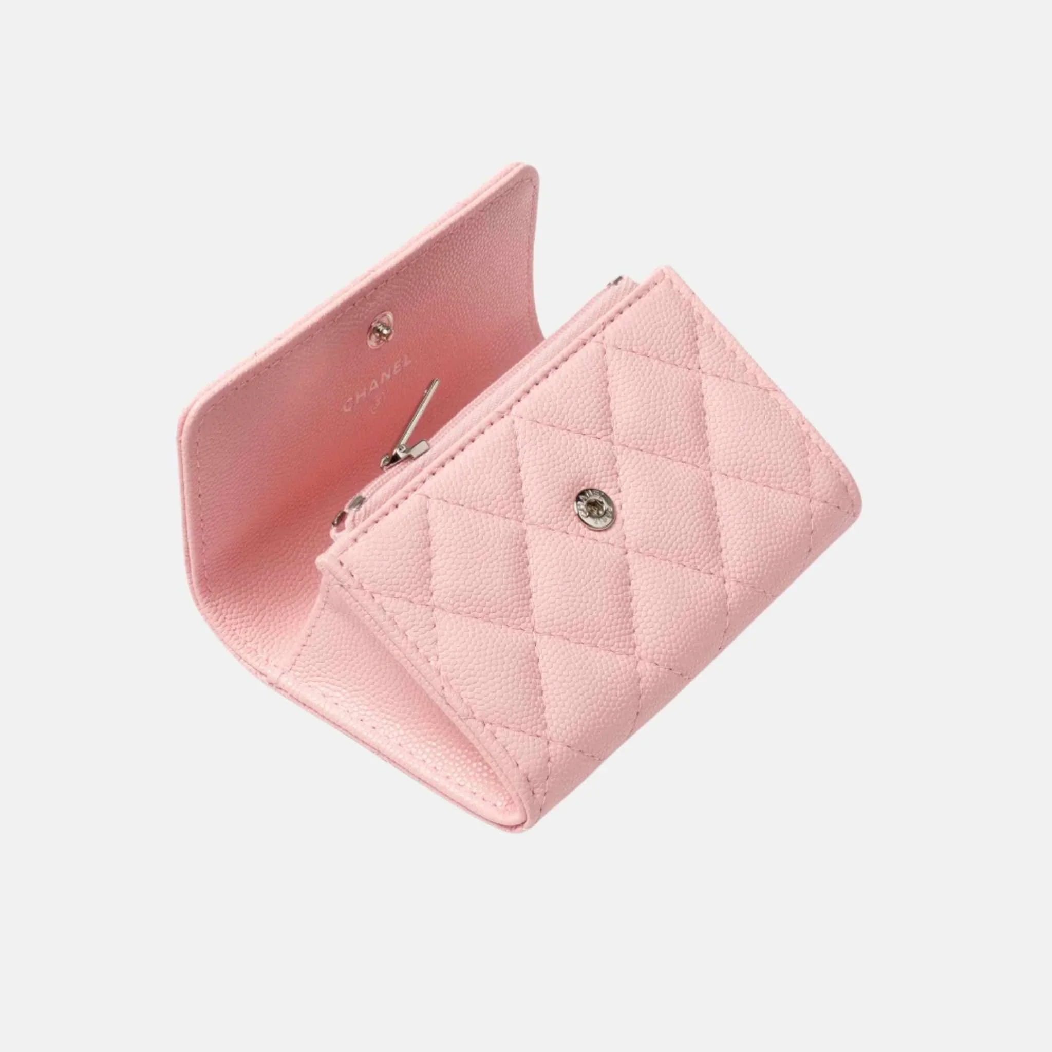 Card Holder Shiny Grained Calfskin Light Pink - Image 2