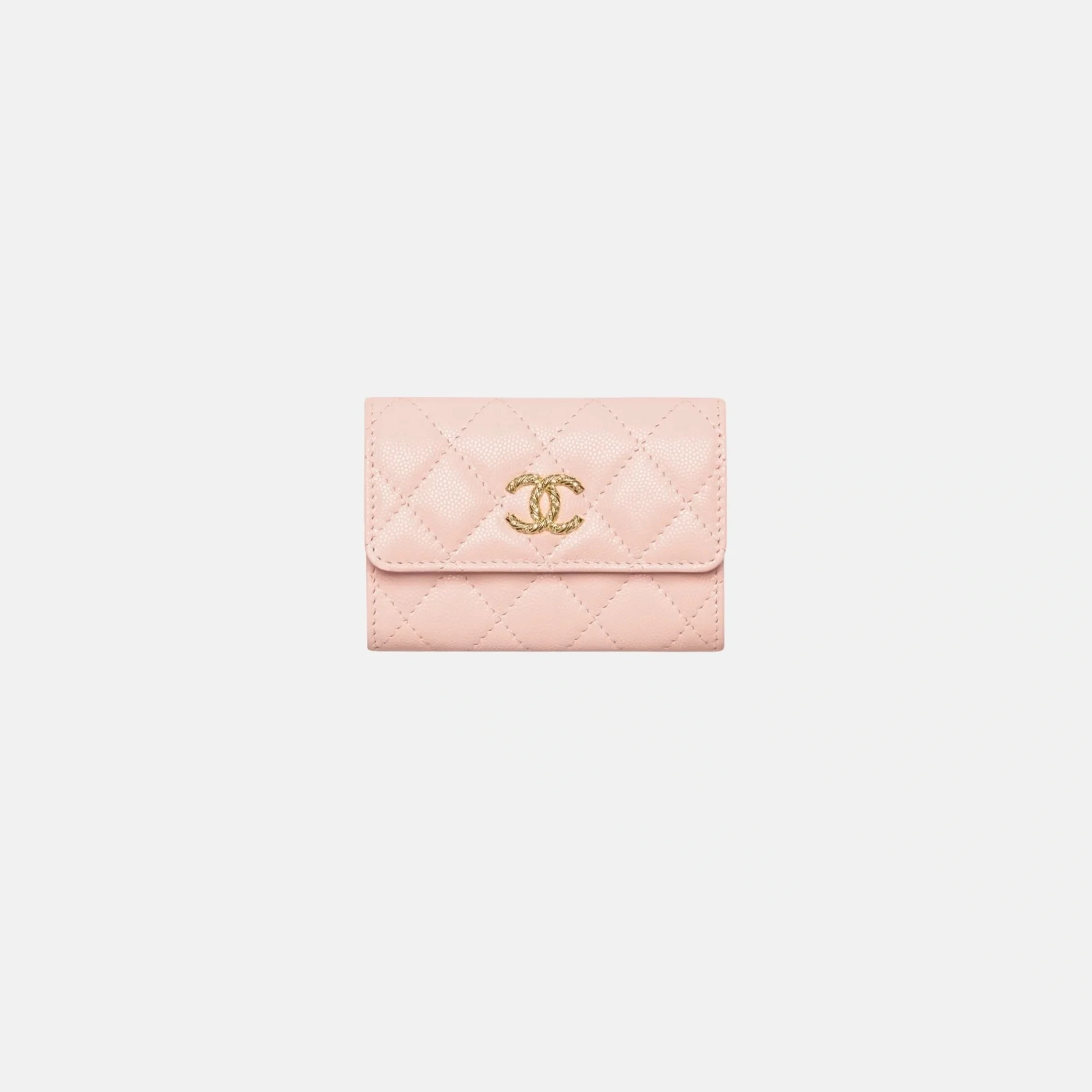 Card Holder in Shiny Grained Calfskin Strass and Gold Tone Metal - Image 3