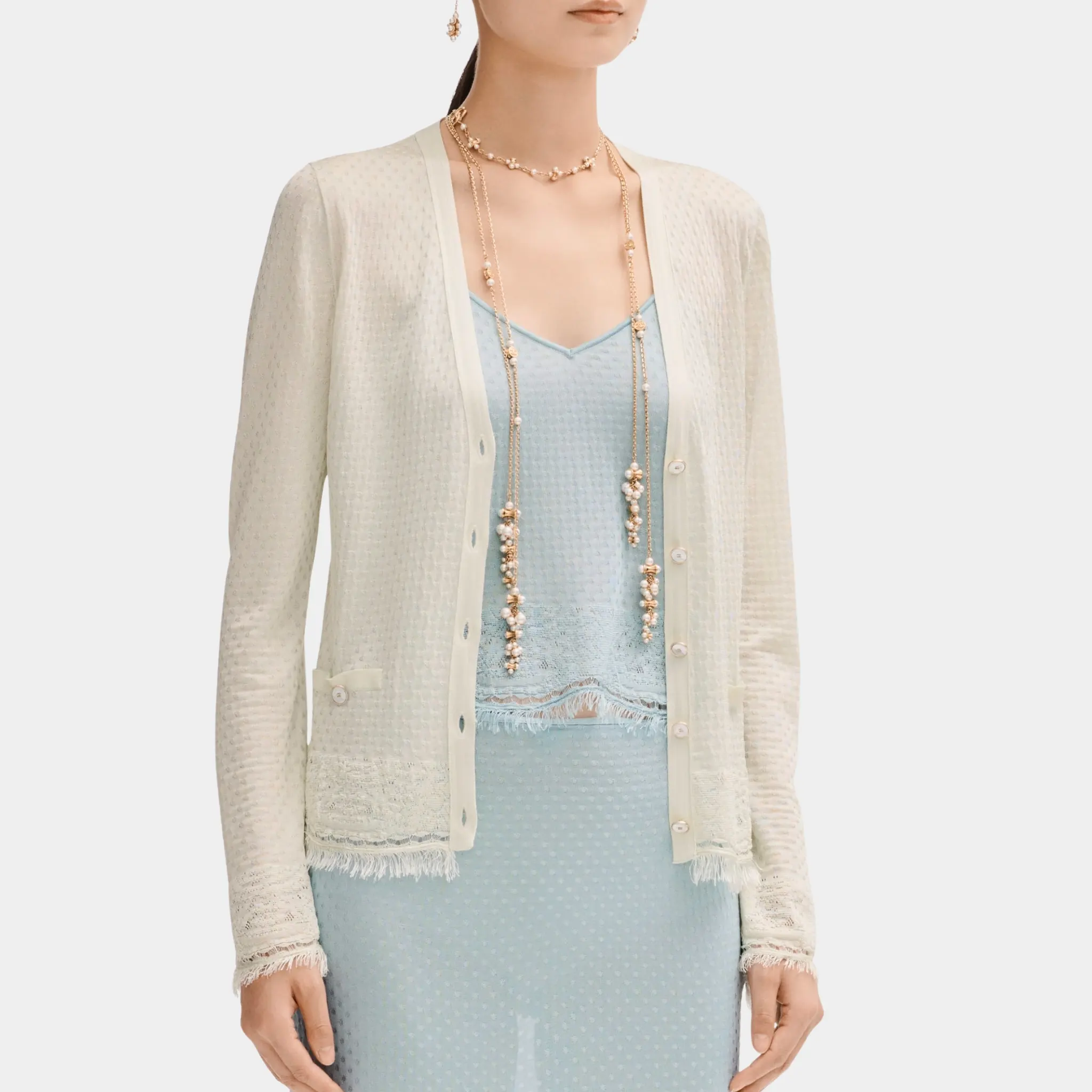 Cardigan in Mixed Fibres Light Green