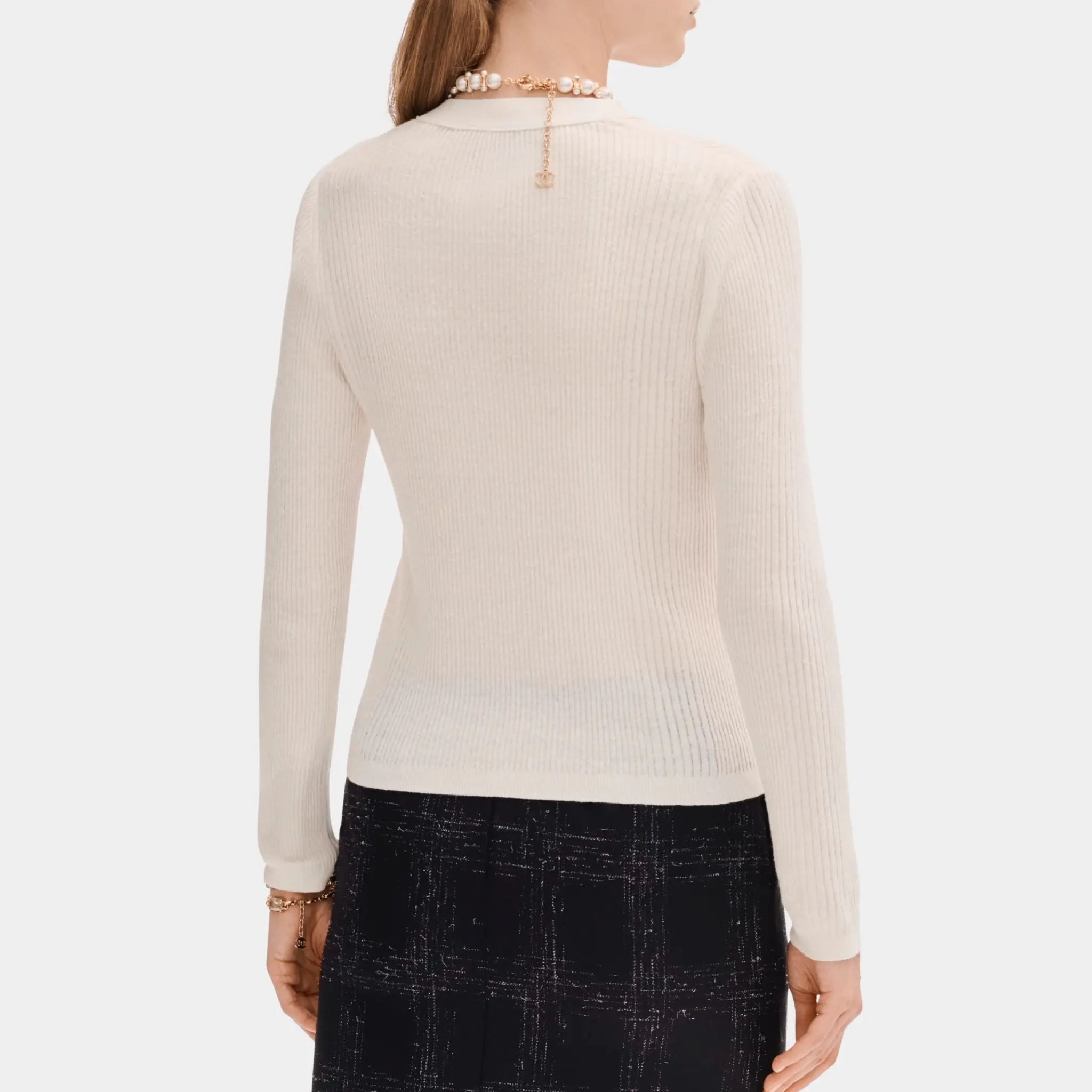 Cardigan in White Linen and Cotton - Image 2