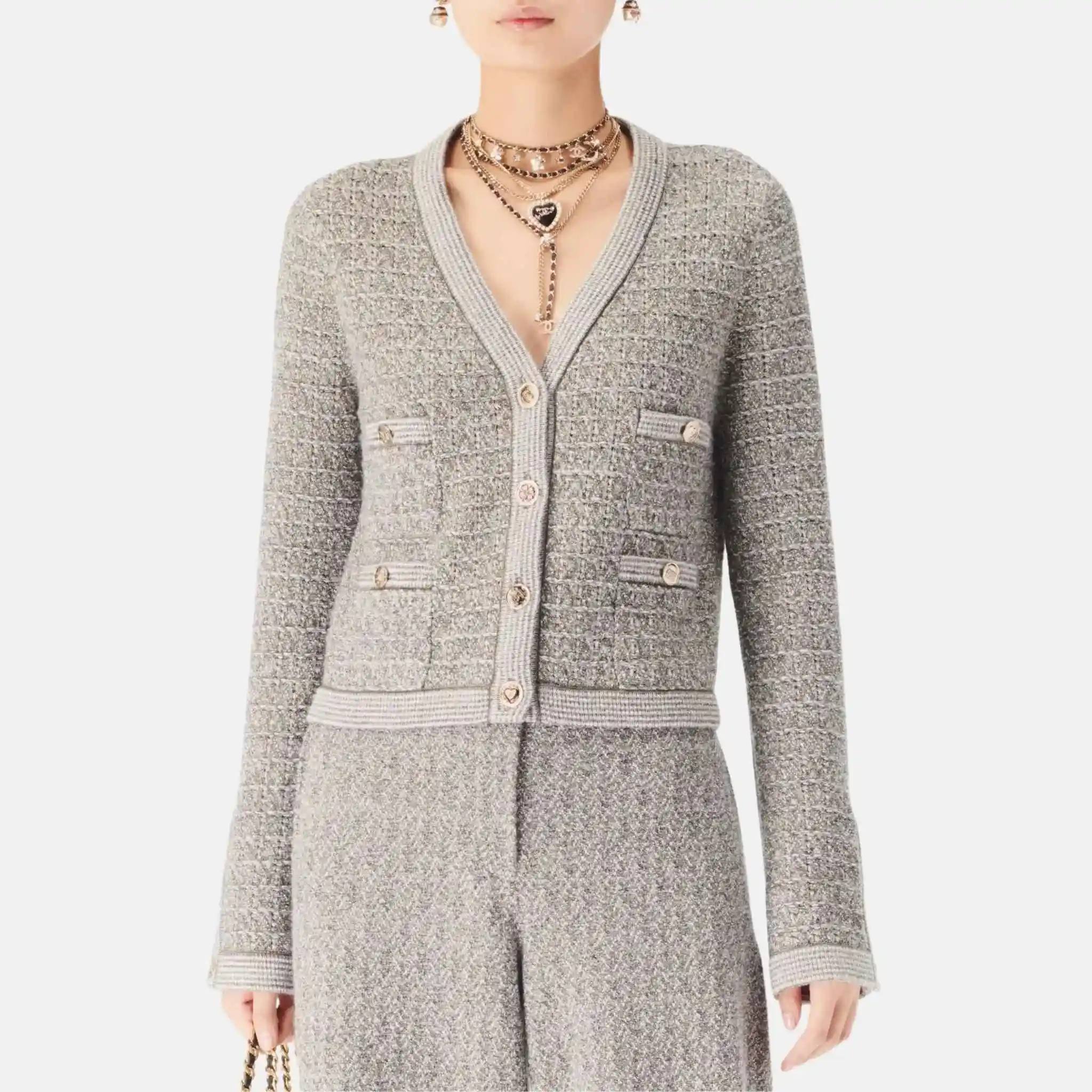 Cardigan in Wool Silk and Cotton - Image 2