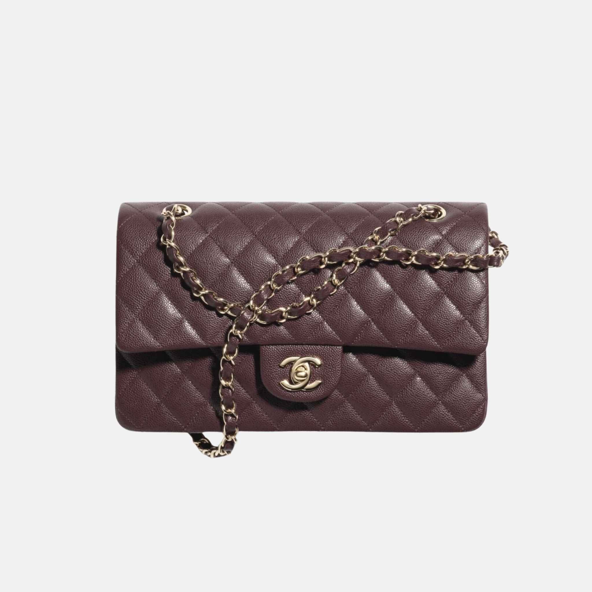 Classic 11.12 Handbag In Grained Shiny Calfskin And Gold Tone