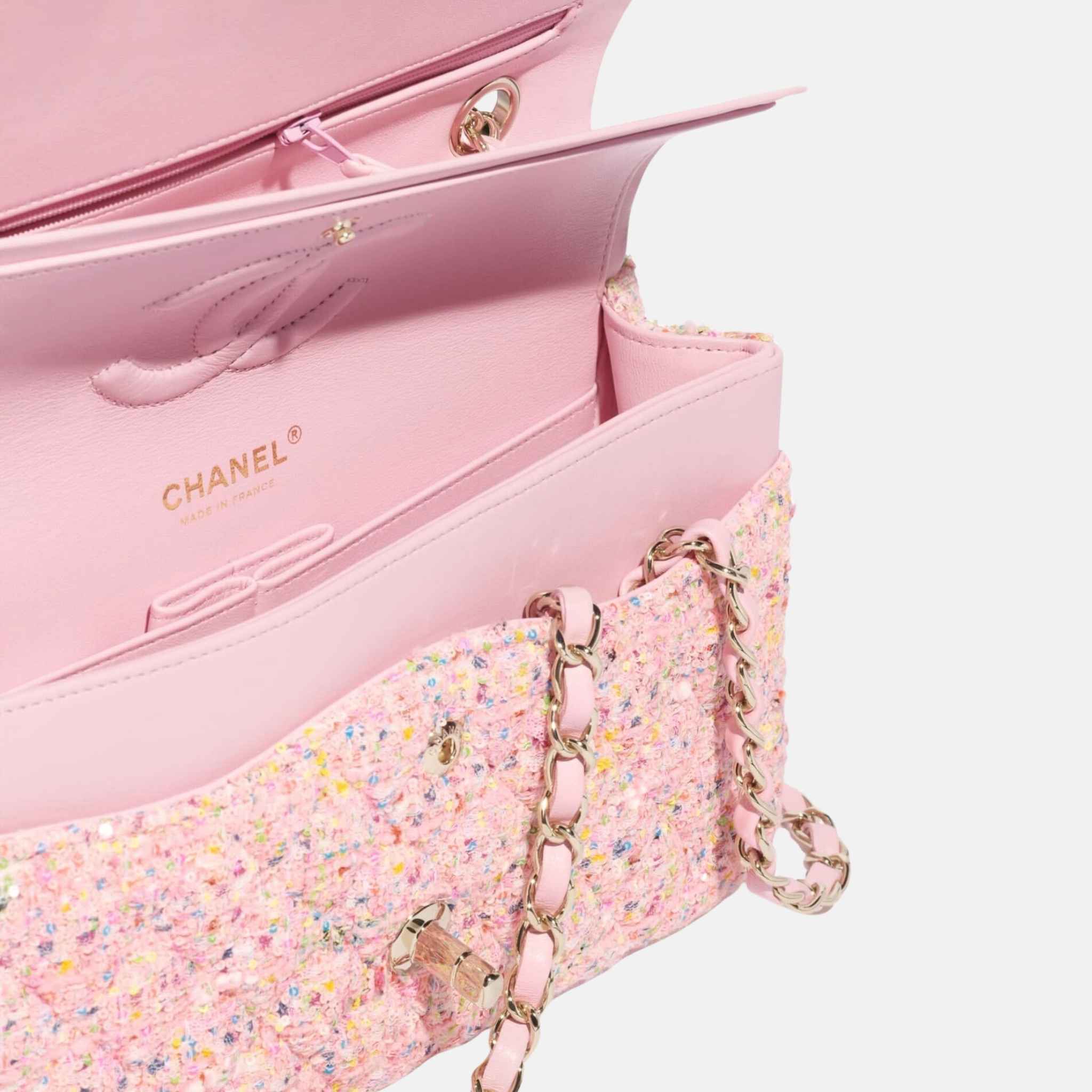 Classic 11.12 Pink Multicolour Handbag In Tweed And Gold Metal - Image 2