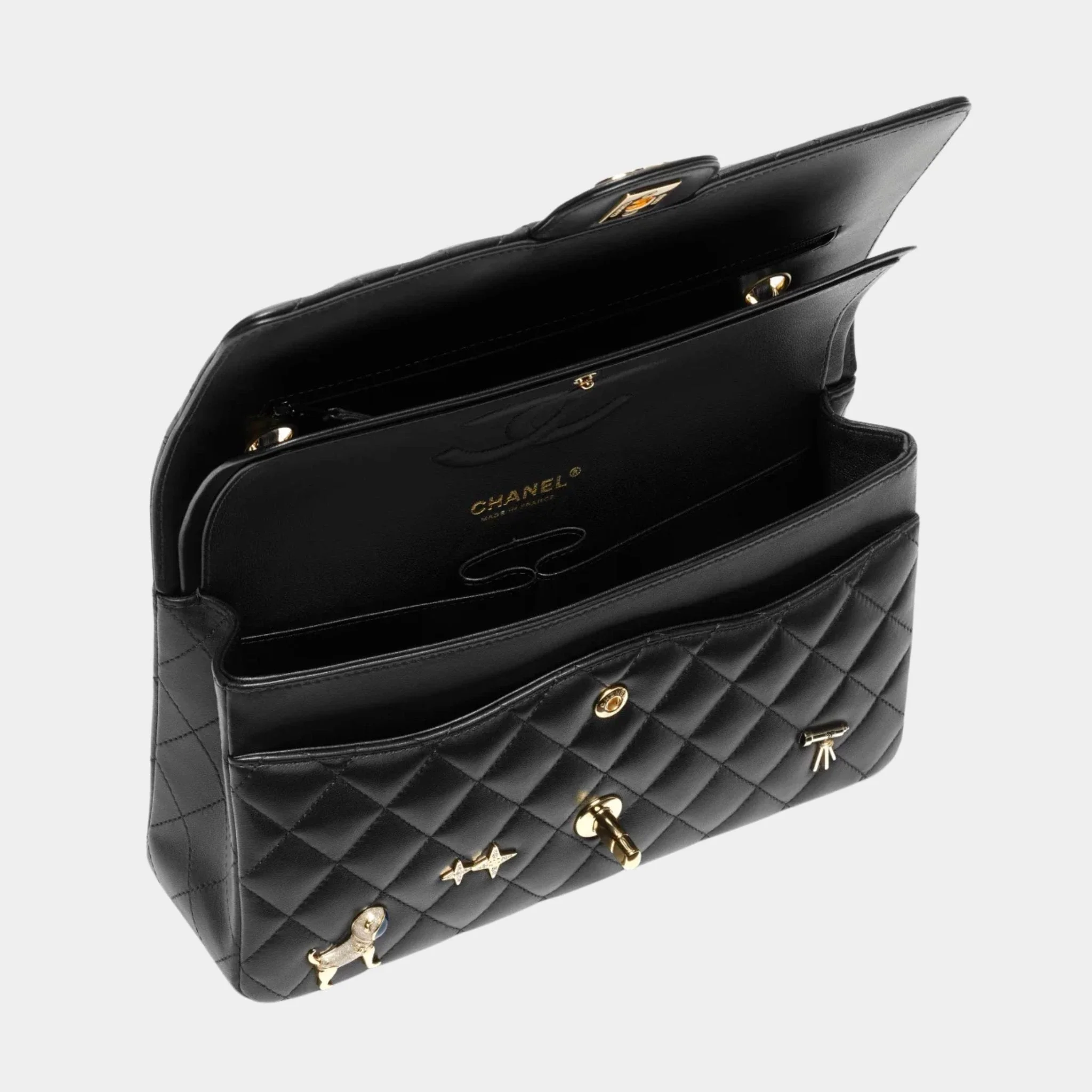 Classic bag 11.12 Lamb Enamel Rhinestones Silver & Gold Metal Black - Image 2