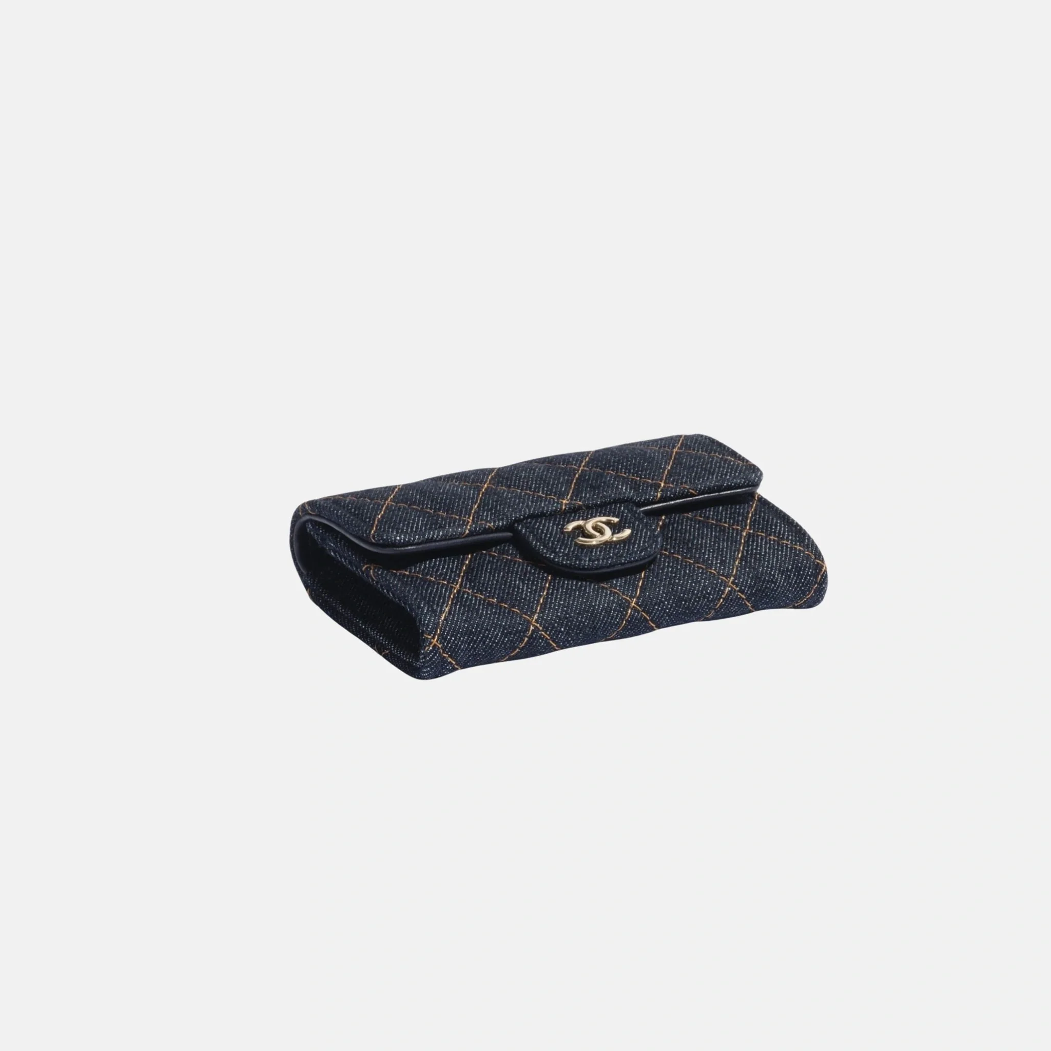 Classic Card Holder in Denim and Gold Metal - Image 2
