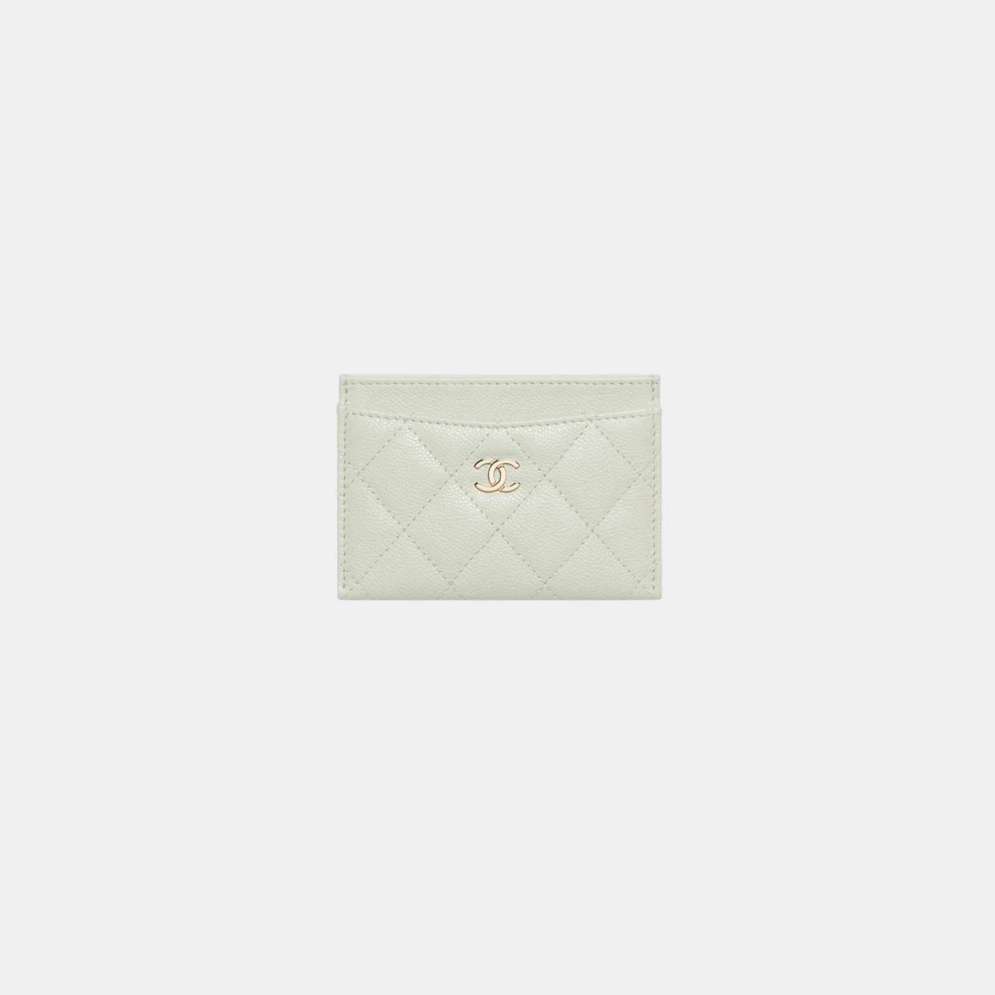 Classic Card Holder Grained Shiny Calfskin & Gold Tone Metal