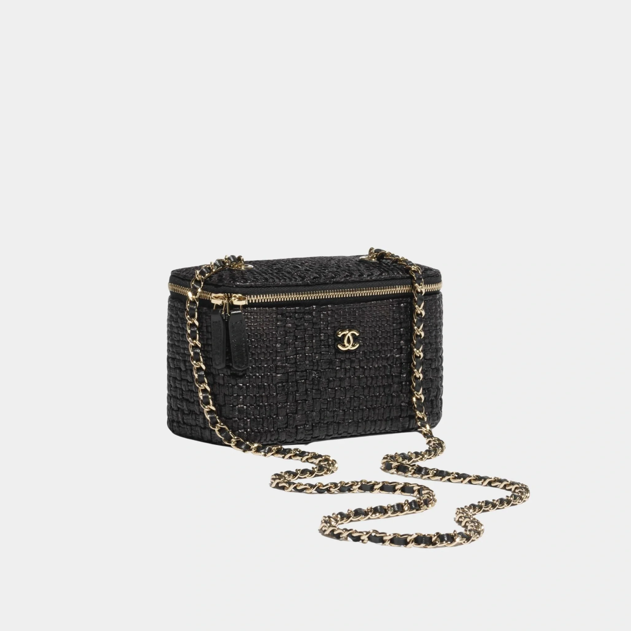 Classic Long Vanity With Chain Braided Raffia & Gold Tone Metal - Image 2