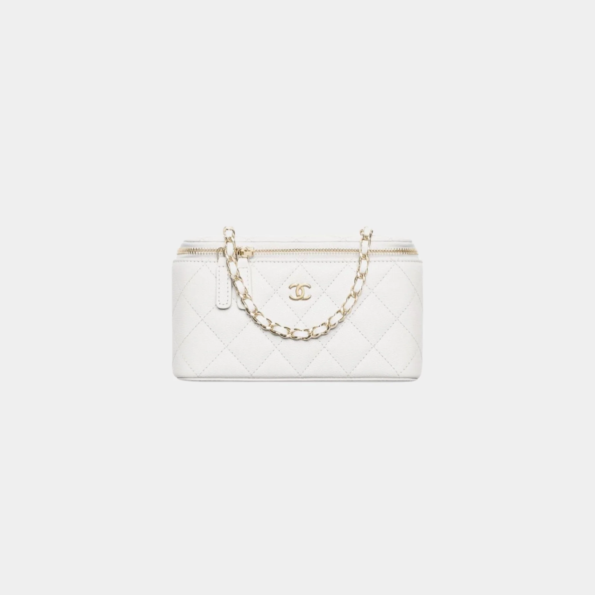 Classic Long Vanity with Chain in Grained Shiny Calfskin